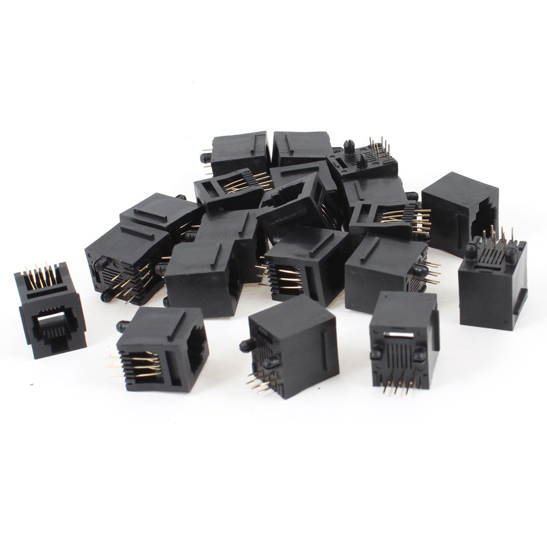 20 x Black Plastic 180 Degree RJ12 6P6C Network Modular PCB Connector Jacks