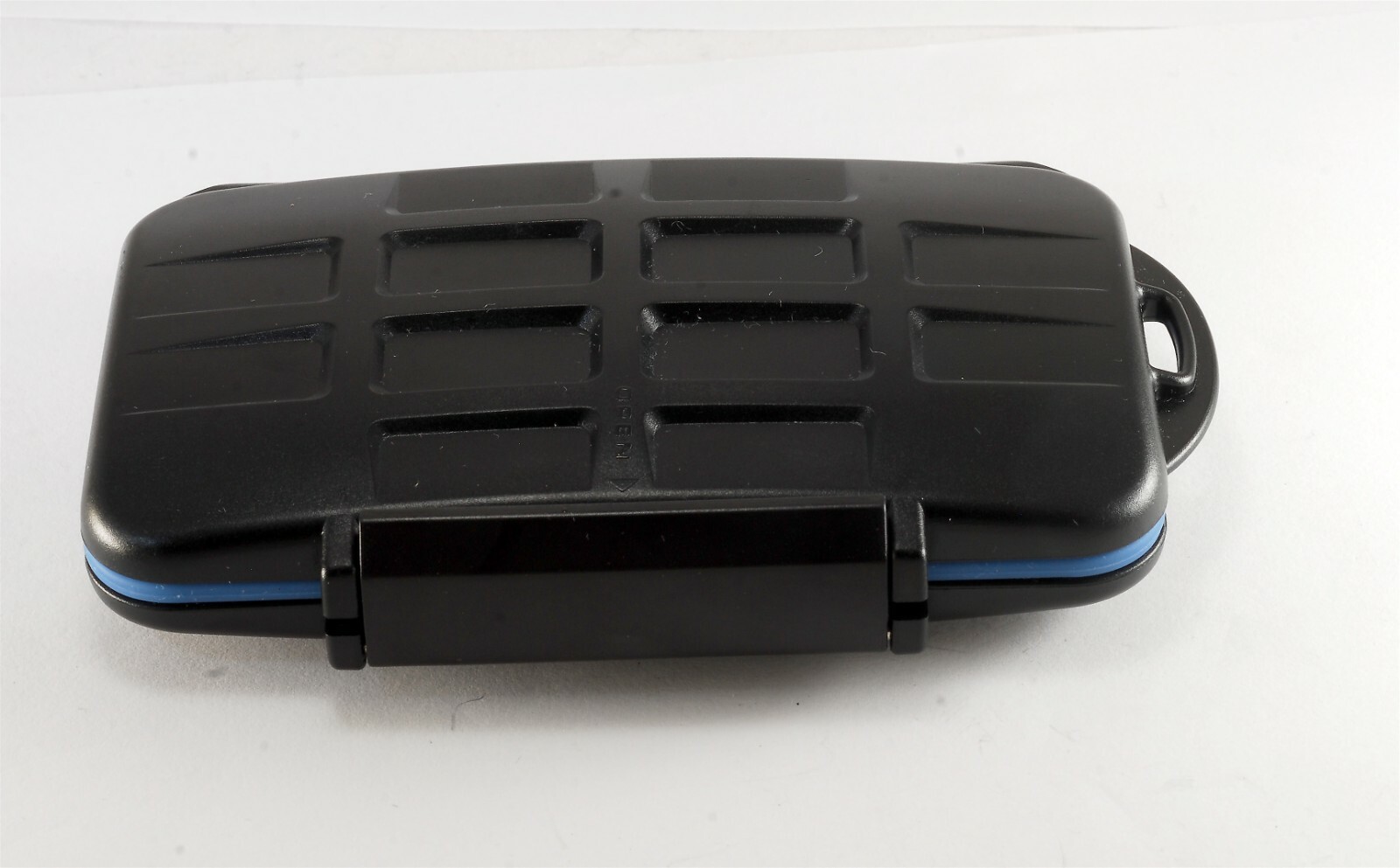 Heavy Duty Memory SD Card Case holds 4 Memory Cards  Black and Blue Used