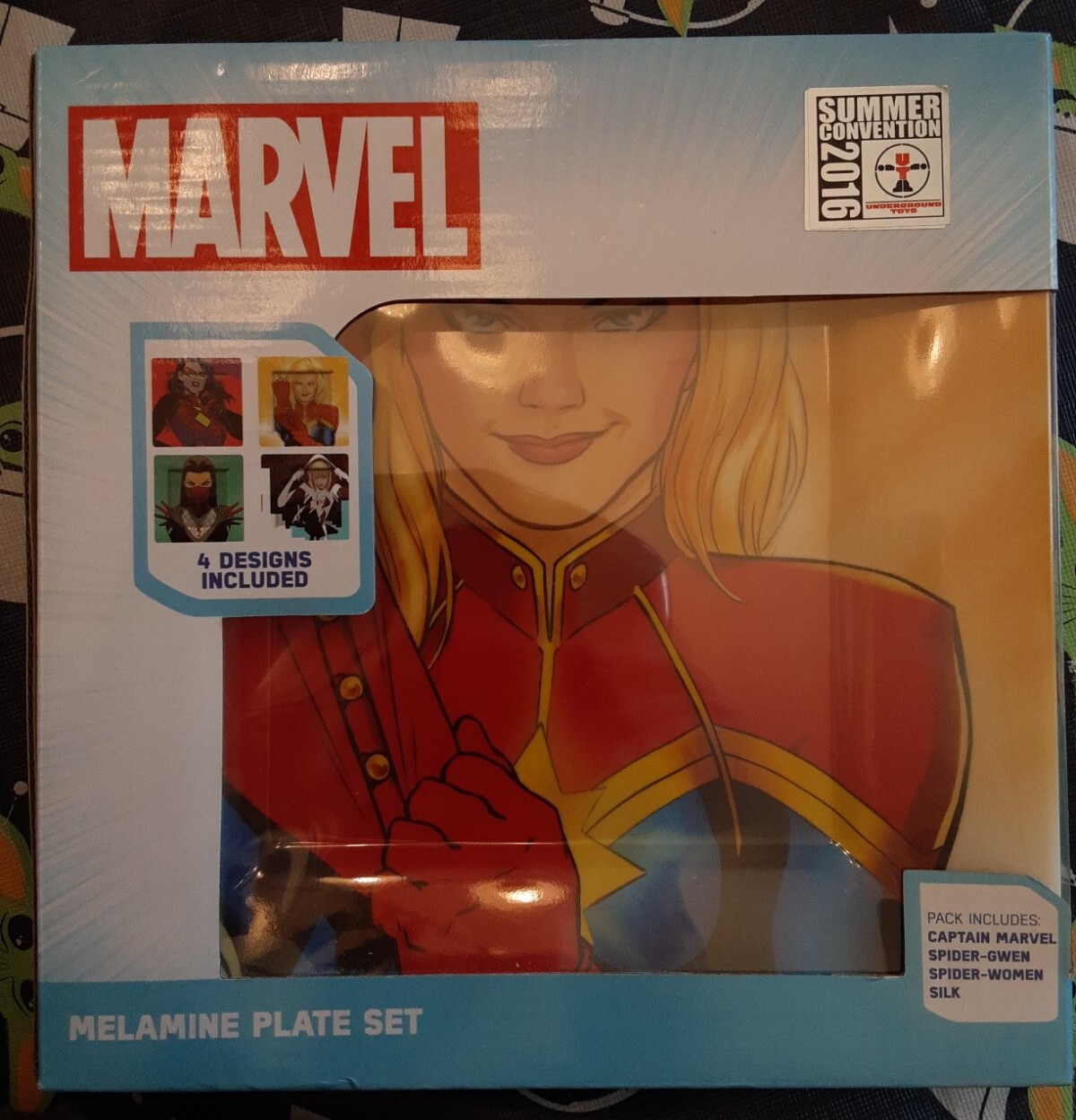 Marvel Melamine 3 Pack Set 2016 SDCC Convention Captain Marvel Spider Gwen Silk