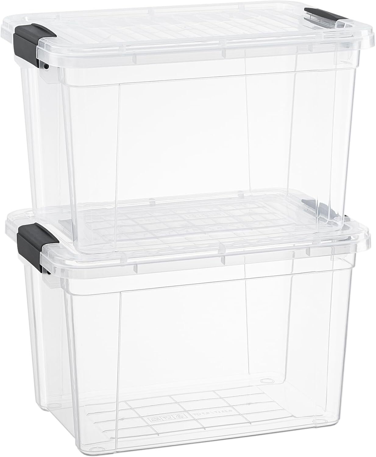 Superio Clear Storage Bins with Lids, 2 Pack- Plastic Storage Boxes - 49 Quart