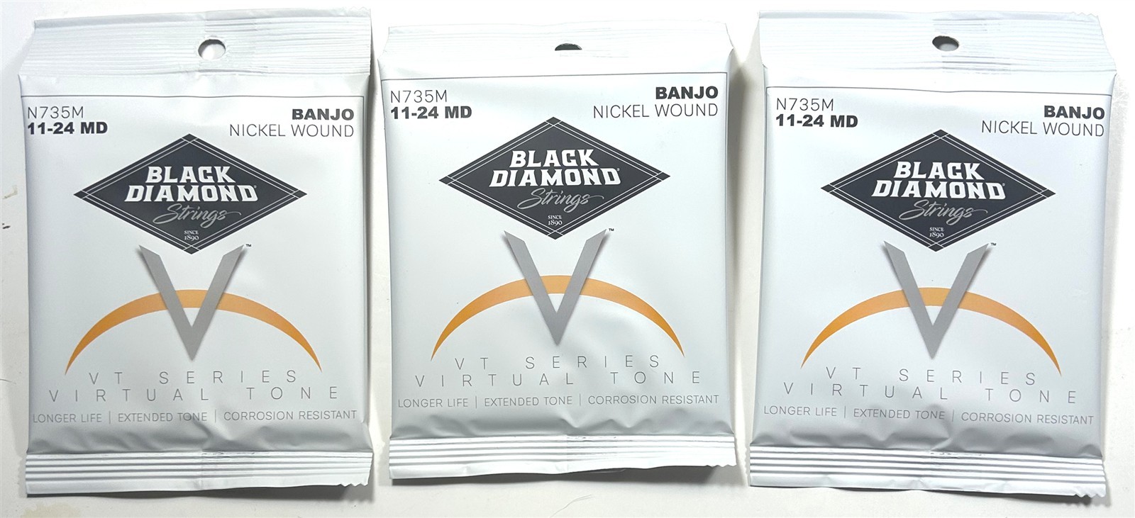 Black Diamond Banjo Strings 3 Sets 5-String Medium Loop End Nickel Wound