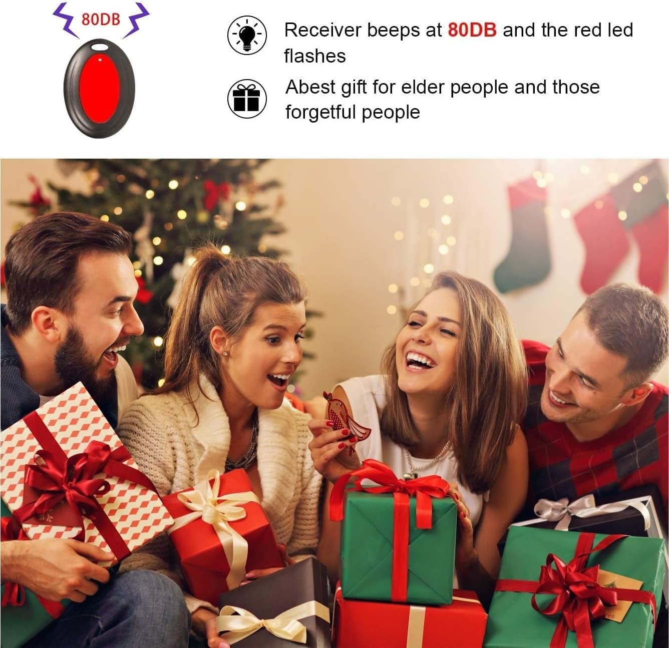 Reyke Key Finder, 80dB+ RF Item Locator Tags with 131ft. Working Range, Wireless