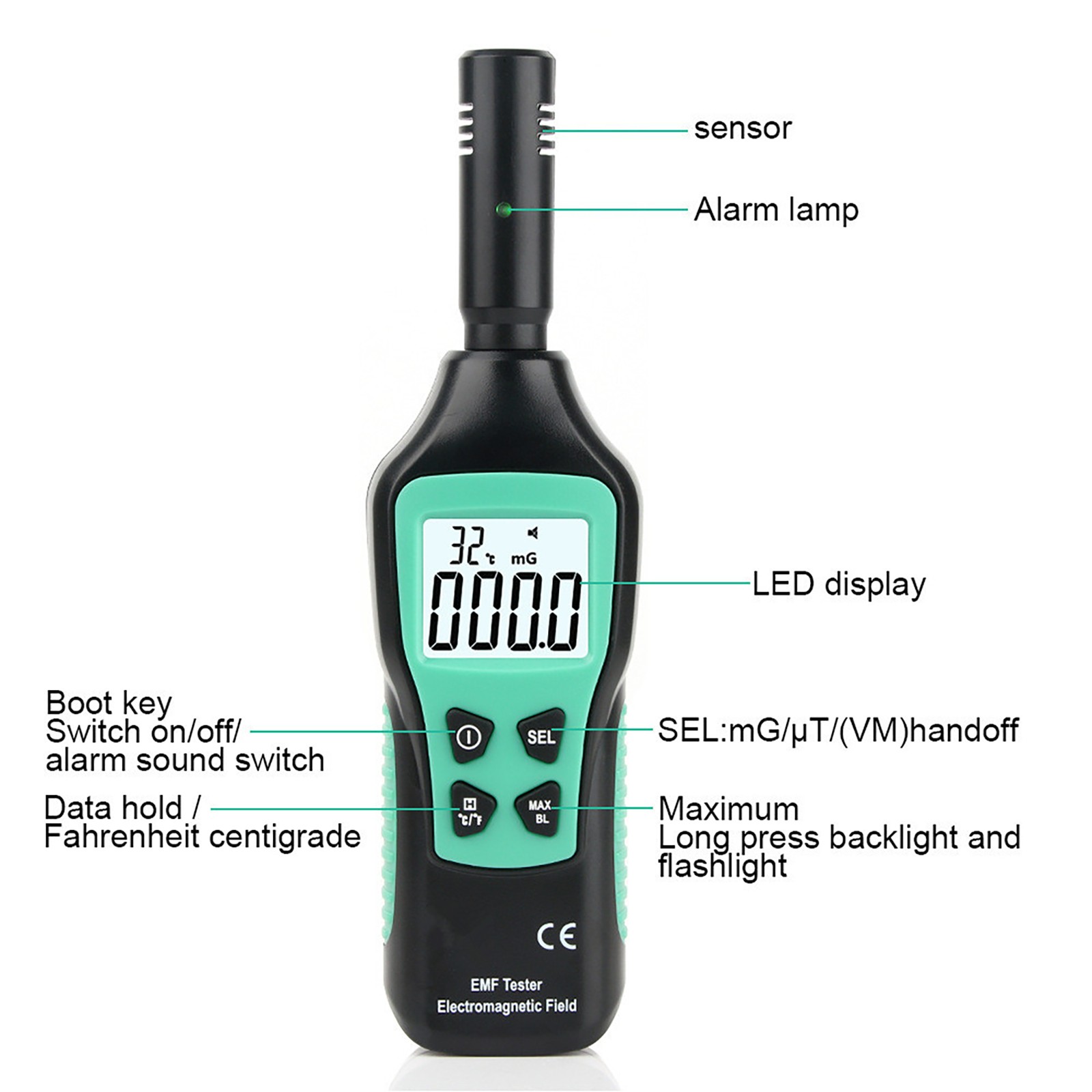 1 PC ABS LCD Radiation Dosimeter EMF Meter Electromagnetic Radiation Detector