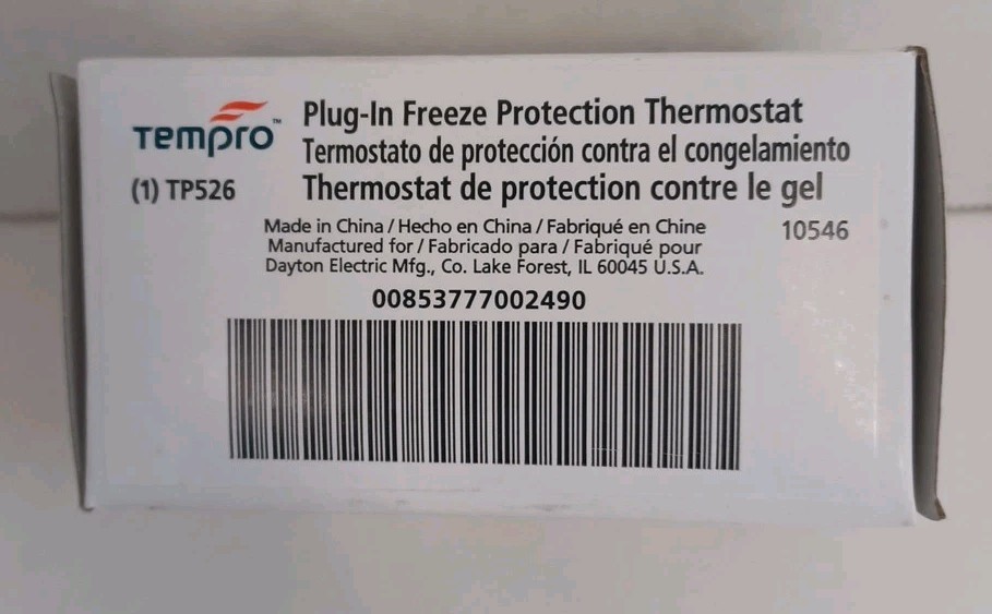 Tempro Freeze Protection Plug In Thermostat TP526 - NEW In Original Packaging