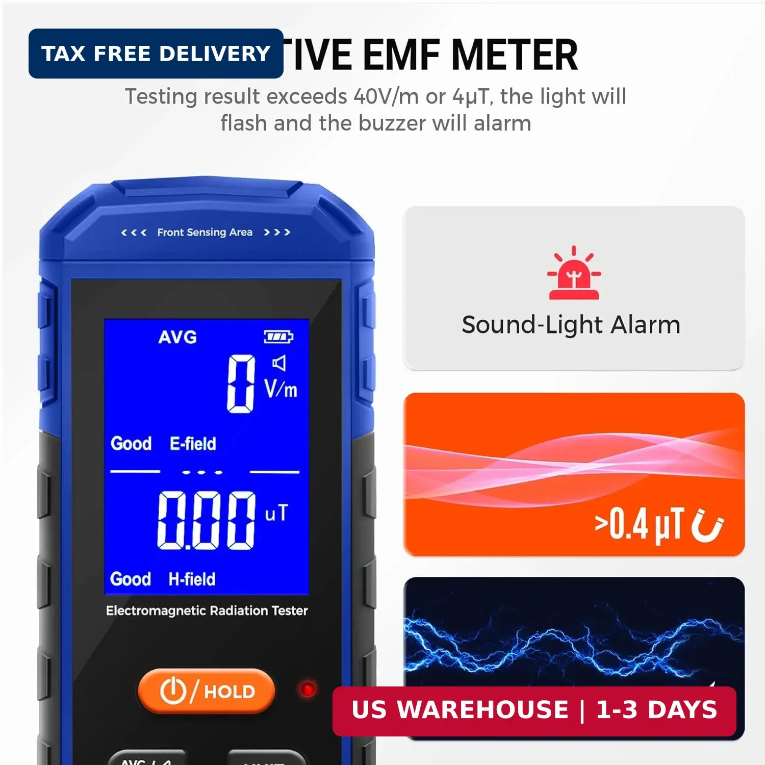 Rechargeable EMF Meter, Handheld Electromagnetic Field Detector with Digital LCD