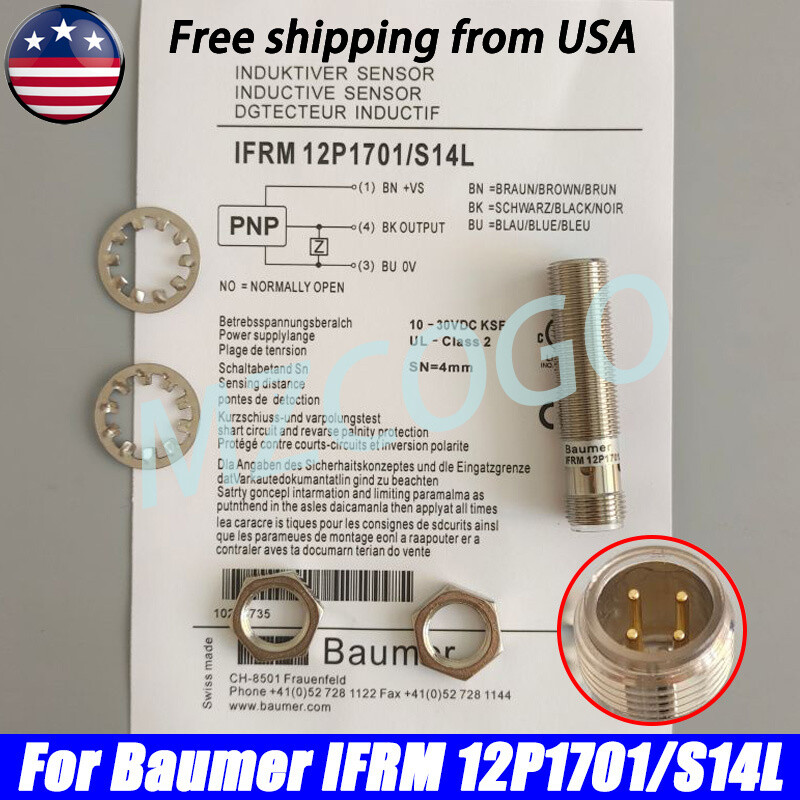 New Proximity Switch For Baumer Electric IFRM 12P1701/S14L Shipped from USA