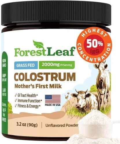 Colostrum Powder 50% IgG Highest Pure Concentration 45 Servings ForestLeaf Grass