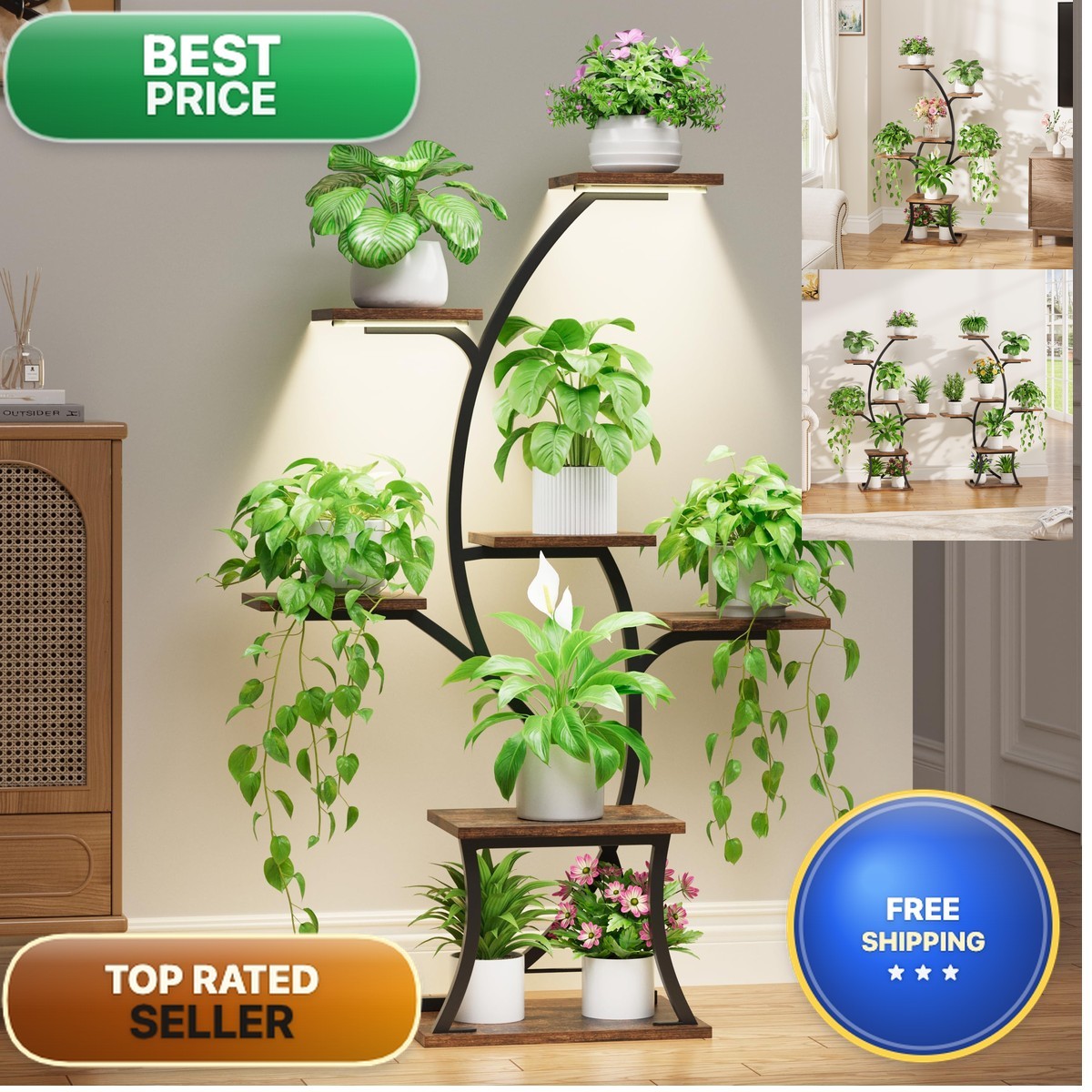 BEVAURORA Indoor Plant Stand Grow Lights, 7 Tiered, 44" Tall BA20241101