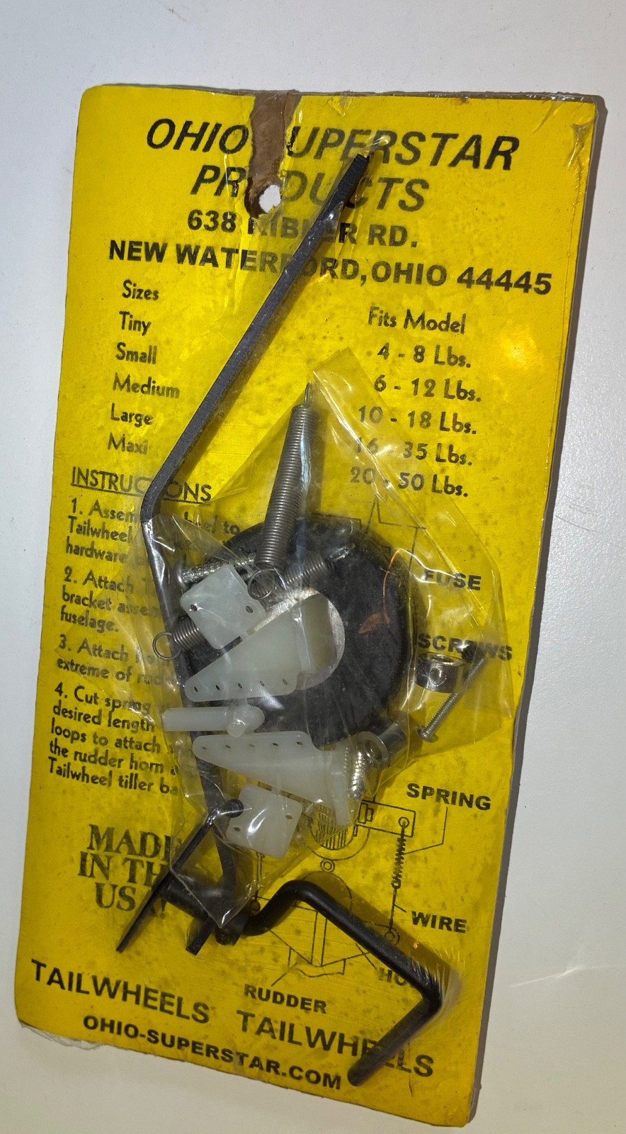 NEW Ohio Superstar Products Rudder Tail Wheel Set - Radio Control Model Aircraft