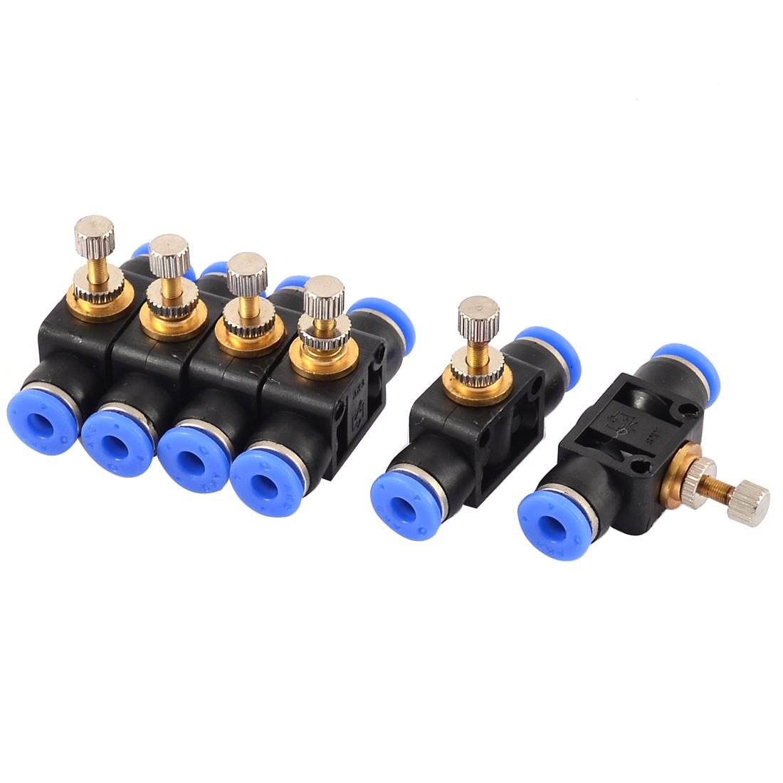 6pcs 4mm to 4mm Tubing Speed Controller Valve Air Pneumatic Quick Fittings
