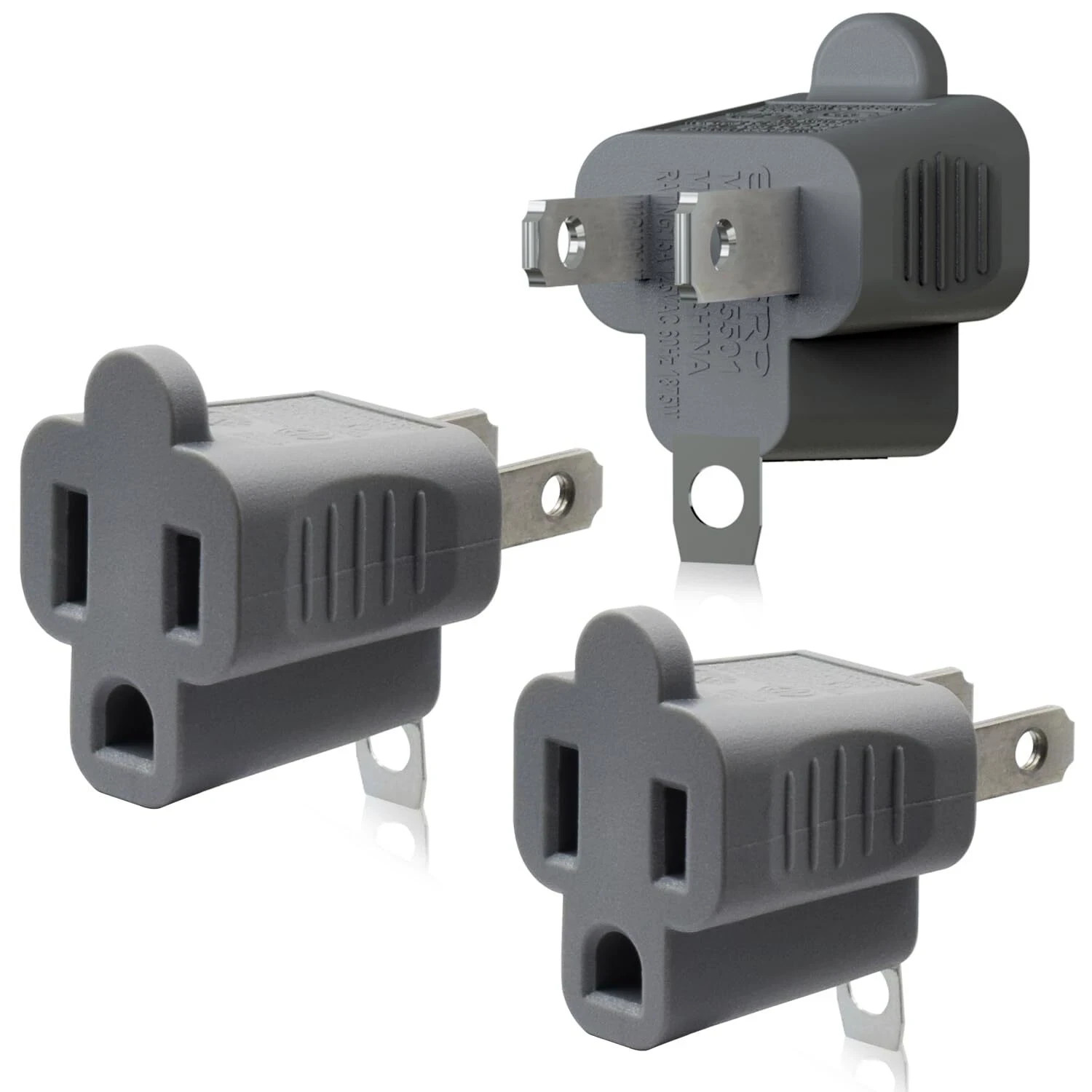 ELEGRP 2 Prong to 3 Prong Outlet Plug Adapter, Three Prong to Two Prong Adapter