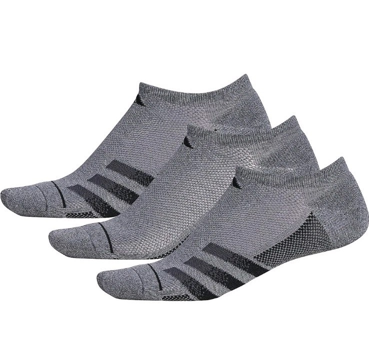 3 Pair Adidas Superlite No Show Socks - Men's Shoe Size 6-12, Gray, L9