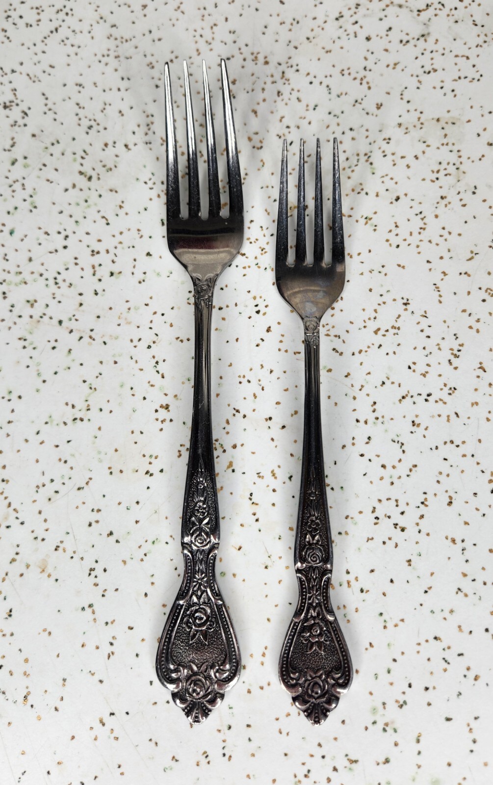 Vintage Flatware NORMANDY Stainless Rose Floral Salad & Dinner Fork Japan