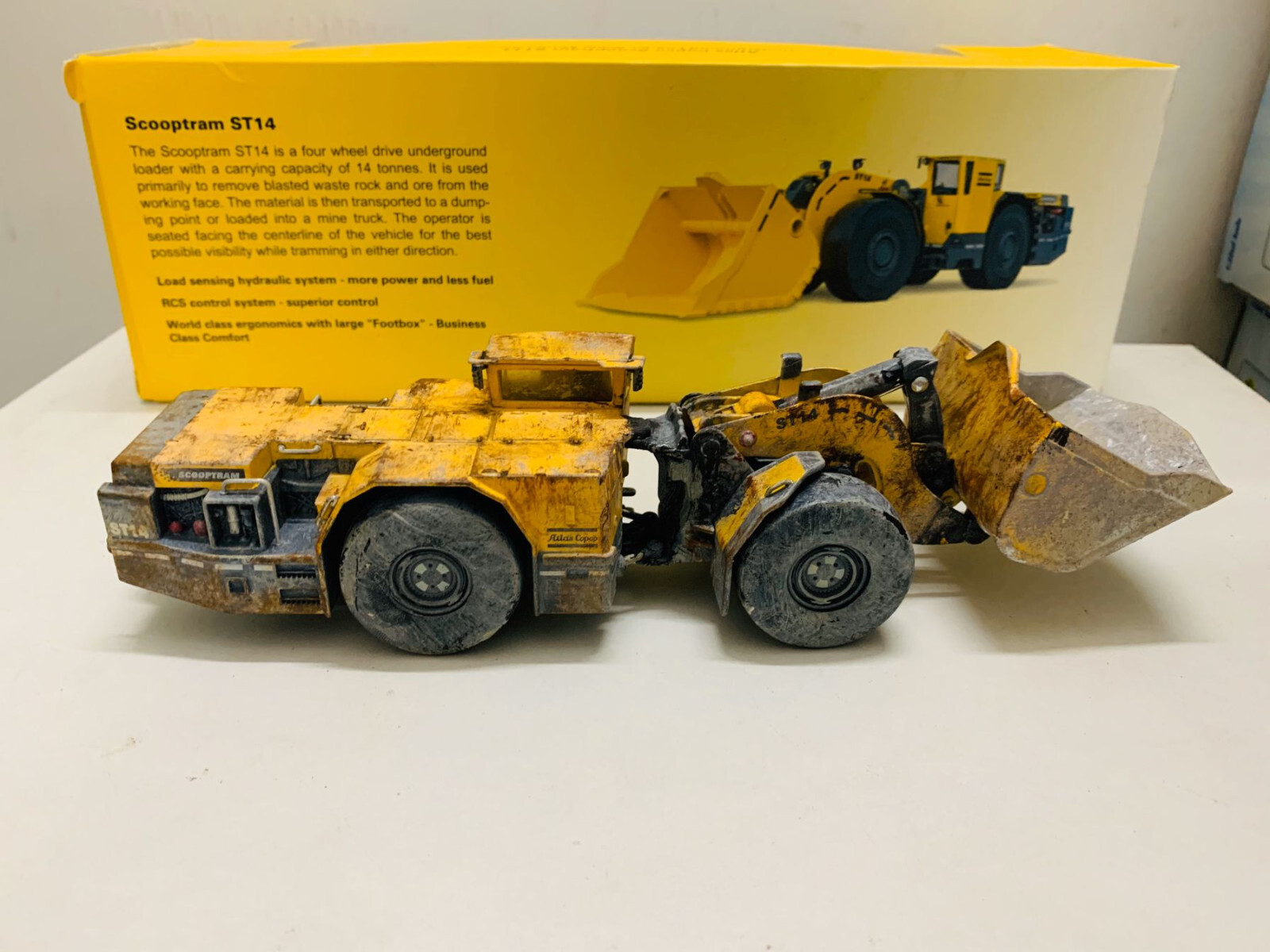 Atlas Copco Scooptram ST14 Underground Loader Muddy Edition 1/50 DieCast Model