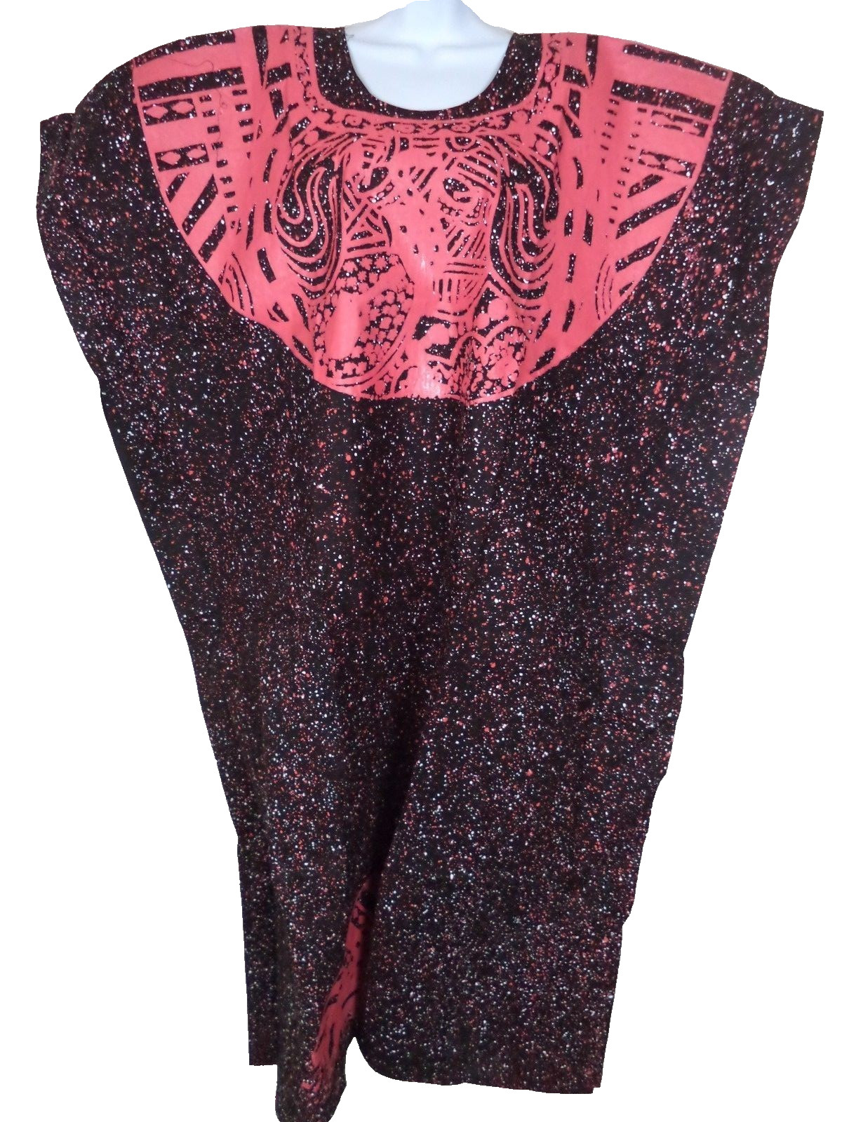Women's Dark Pink On Black Handmade African Traditional Bubu Dress. OSFA.