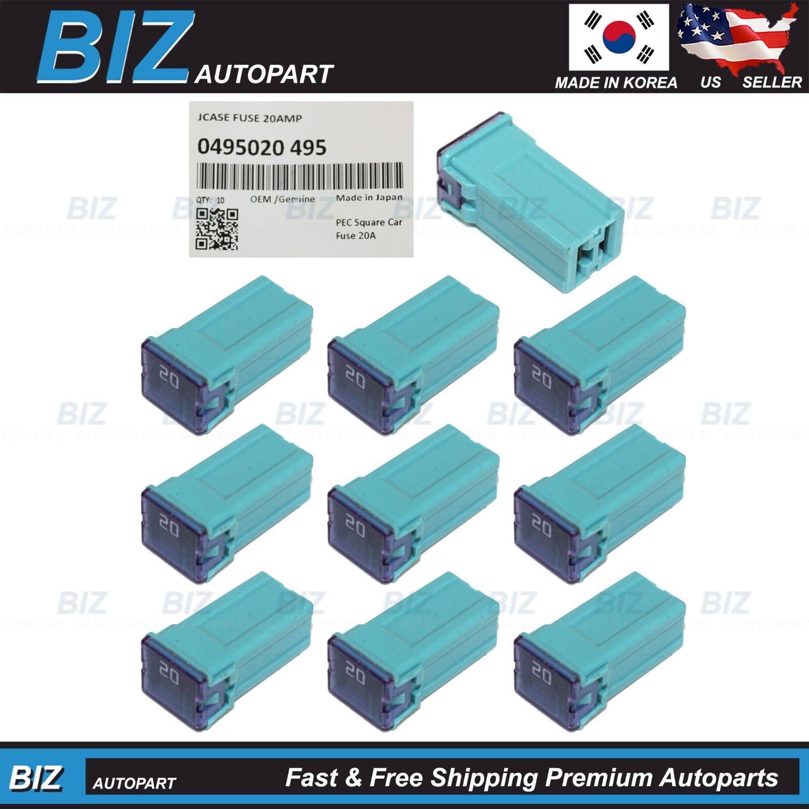 Japan 10pcs ORIGINAL 0495020 495 32V 20Amp JCAS20 Cartridge Rated Fuse