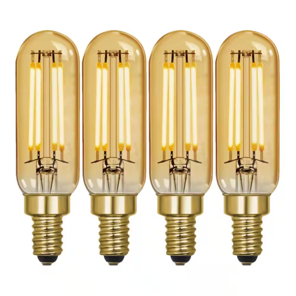 40-Watt Equivalent T6 Dimmable Straight Filament Amber Glass E12 Candelabra Vint