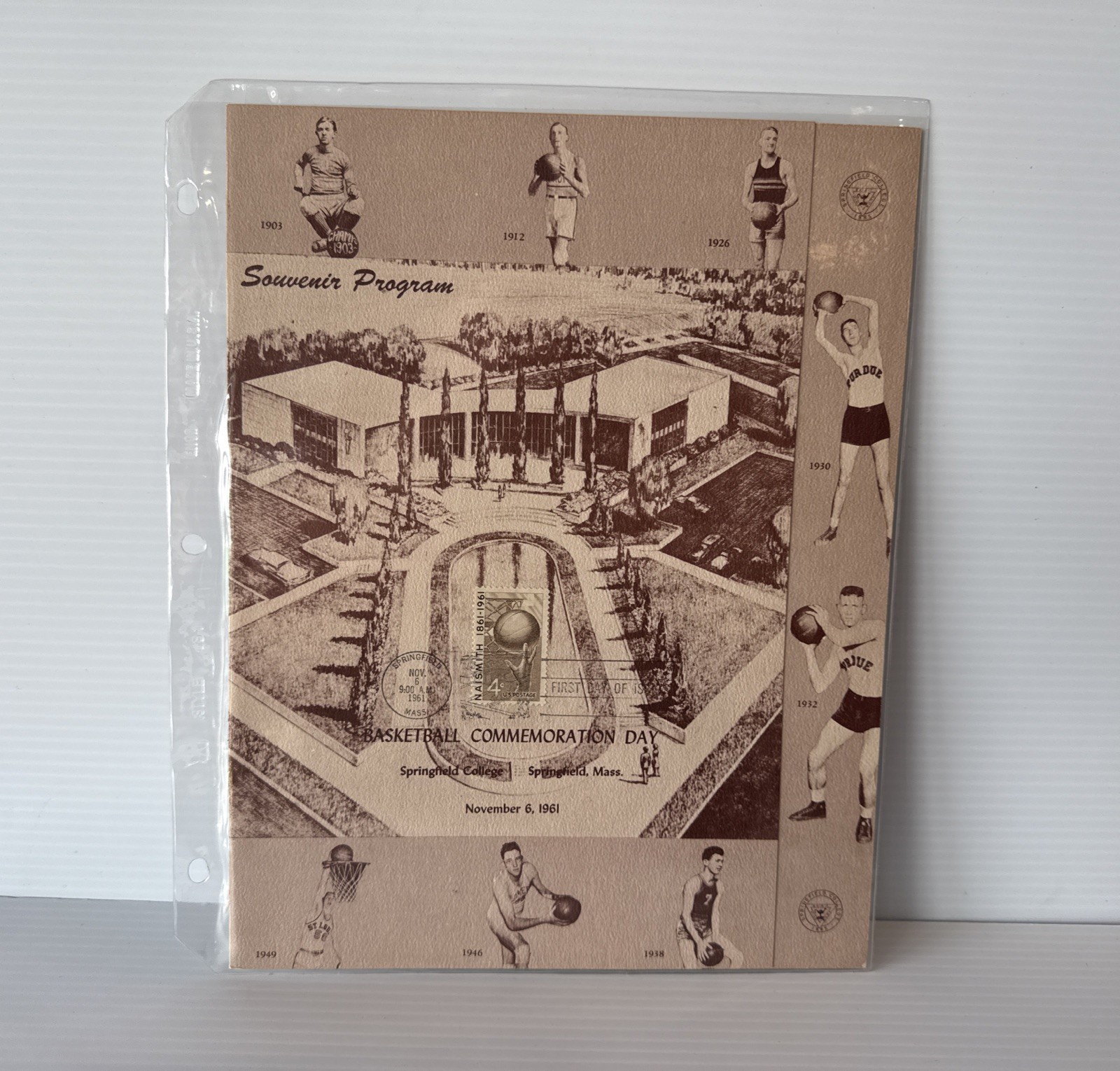 1961 BASKETBALL COMMEMORATION DAY SPRINGFIELD COLLEGE NAISMITH HOF PROGRAM NICE