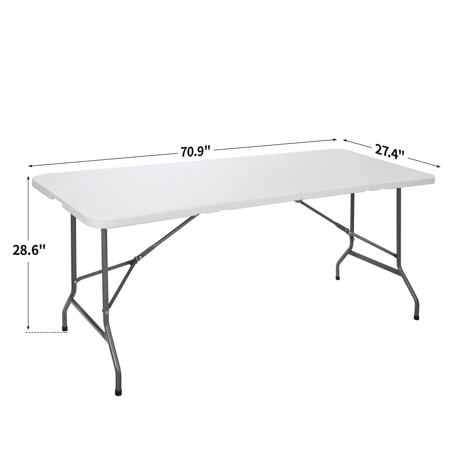 4X 6' Folding Table Plastic Fold-in-Half Picnic Table w/ Handle Rectangular