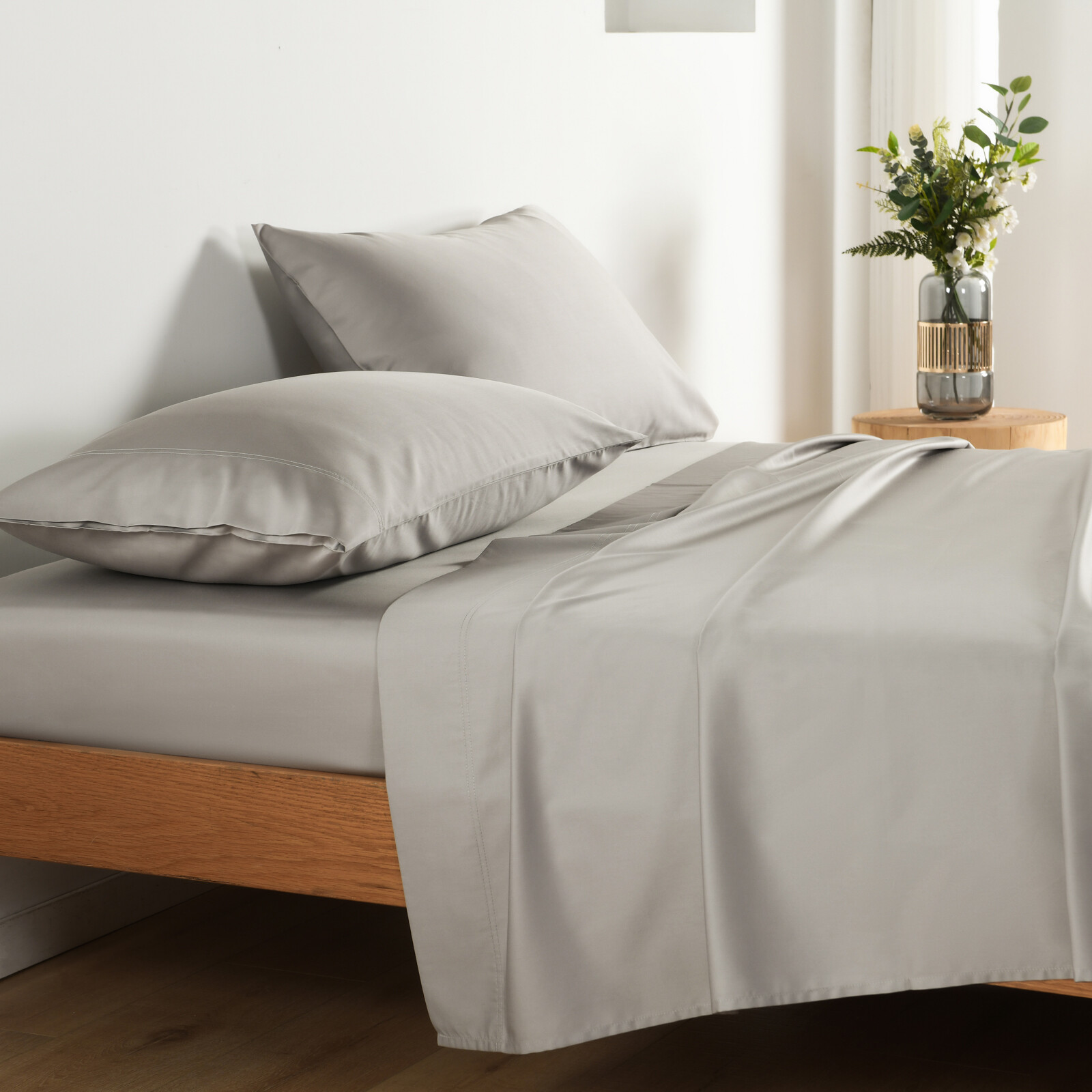 Luxe Bedding Bamboo Cotton 400TC Sheet Set Perla Grey
