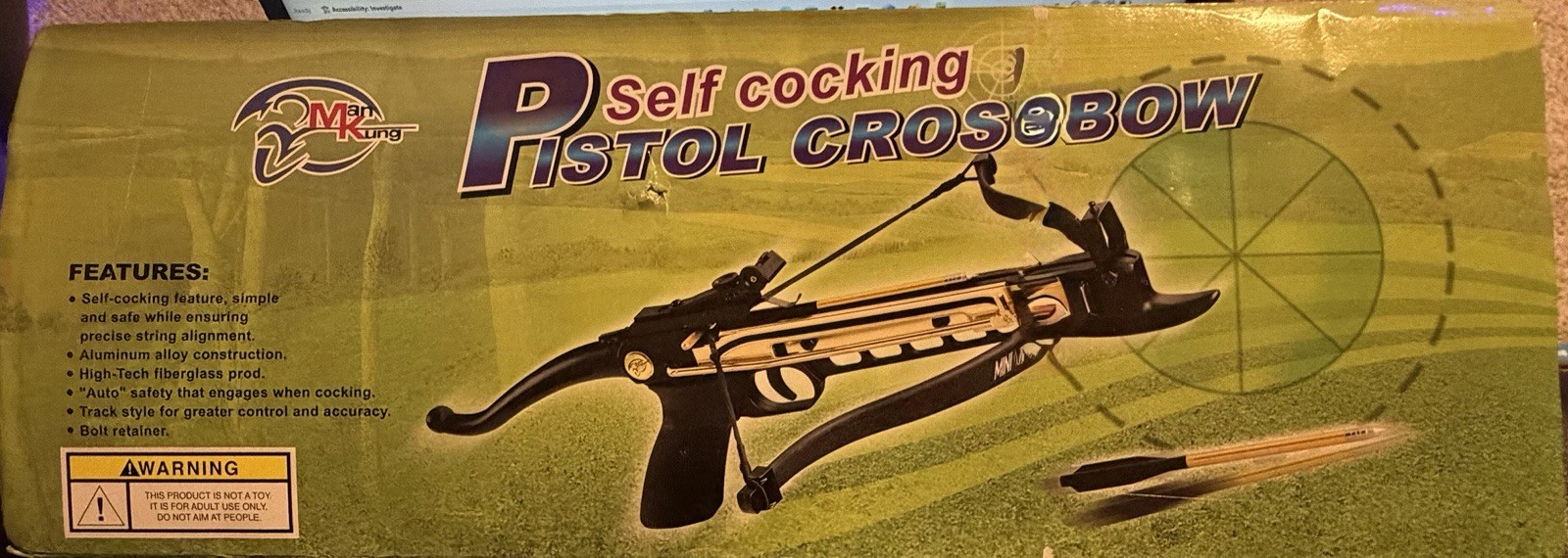 Man Kung Self-Cocking Crossbow Target 80lb 165fps Black/Gold +3 Bolts