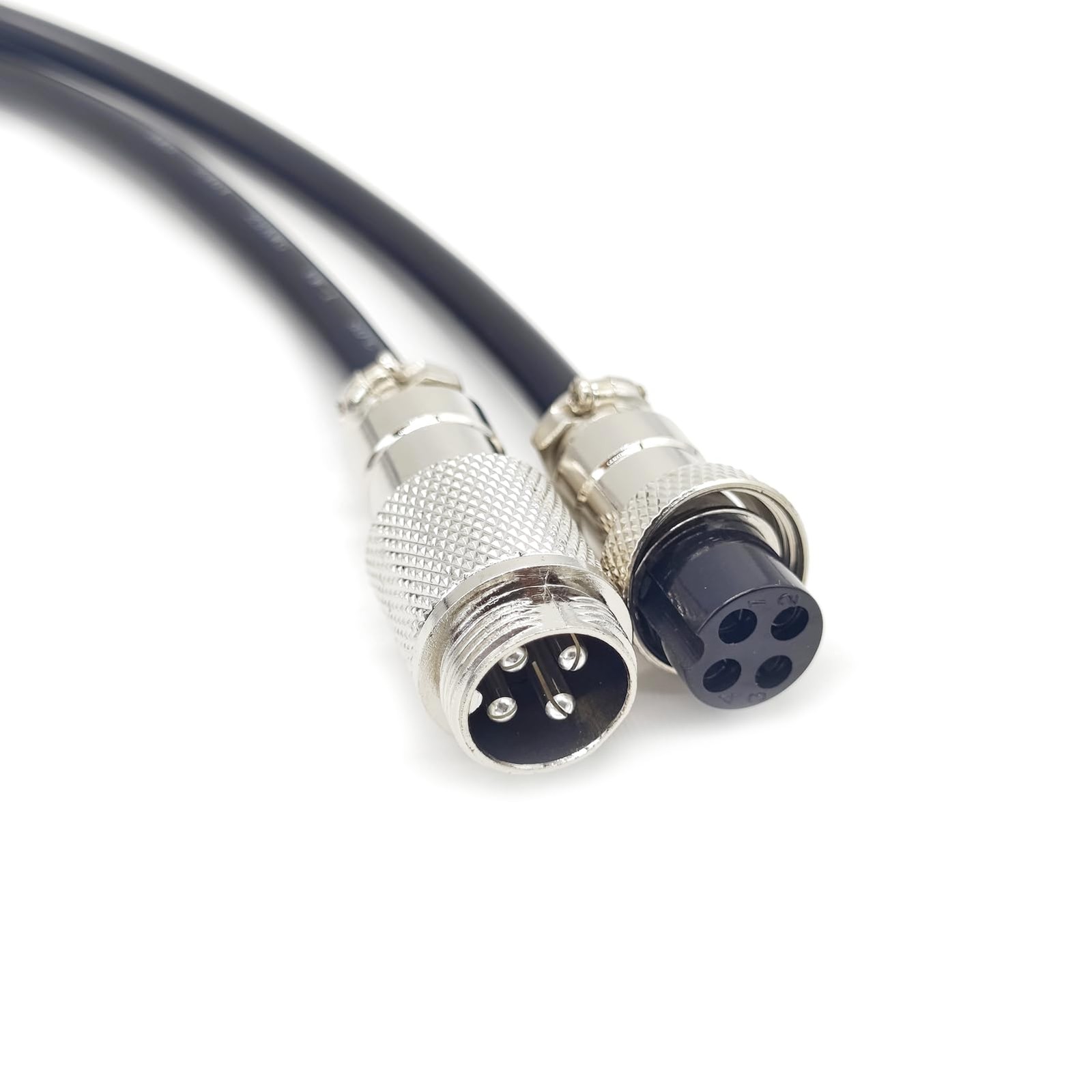 2M 6.56 ft GX16 4 Pin Aviation Cable, Male to Female Connector, 20AWG, Panel