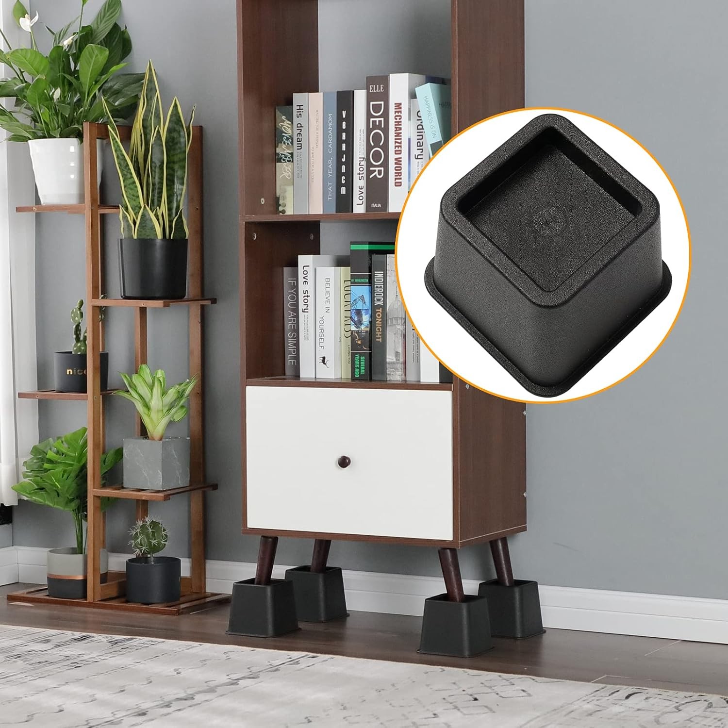 Bed Risers 3 Inch, Heavy Duty Square Furniture Frame Lift for Couch, Chair, Desk