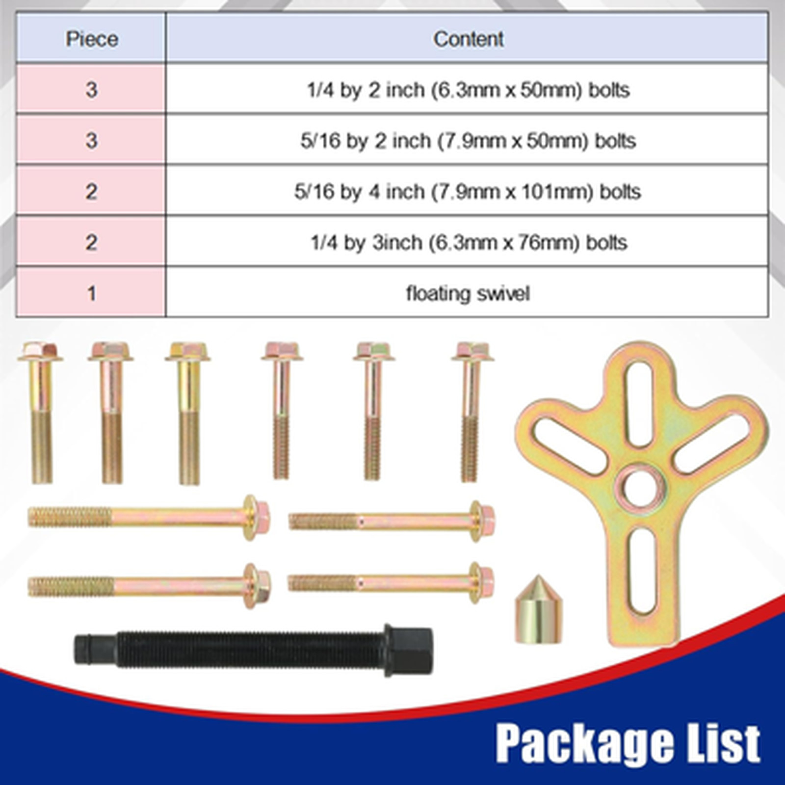 Harmonic Balancer Steering Wheel Puller Kit 13 Pieces Carbon Steel Compatible