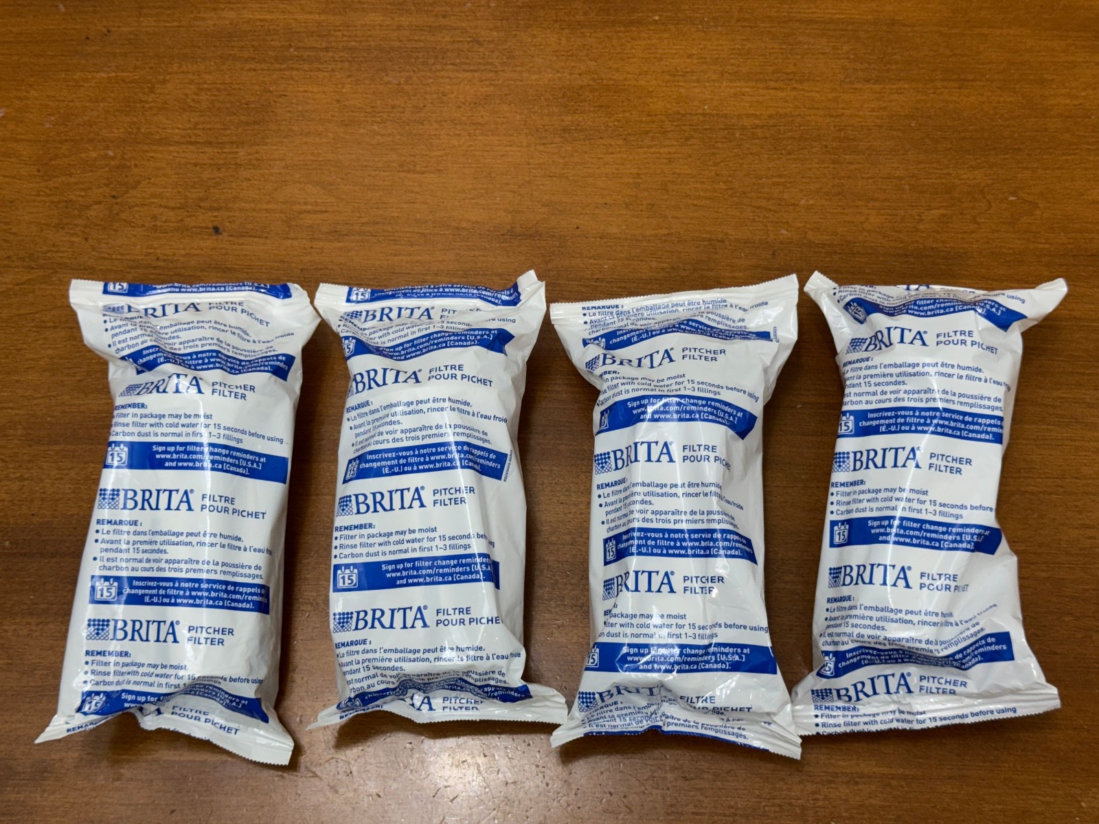 BRITA STANDARD PITCHER/DISPENSER WATER FILTERS 4-PACK, New Sealed, No Box