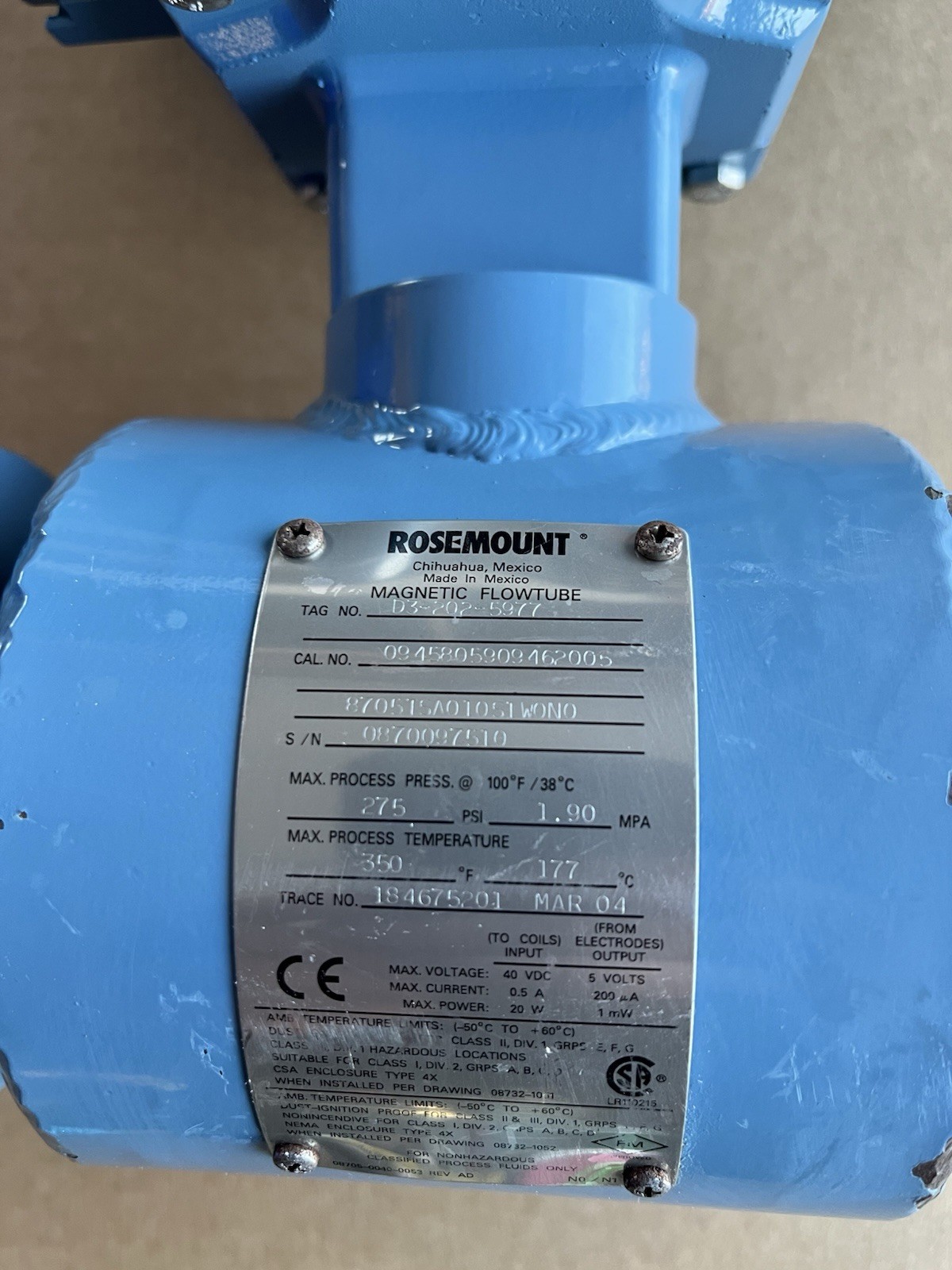 ROSEMOUNT MAGNETIC FLOW METER 8705T /TRANSMITER 8732C 1\2" DN25