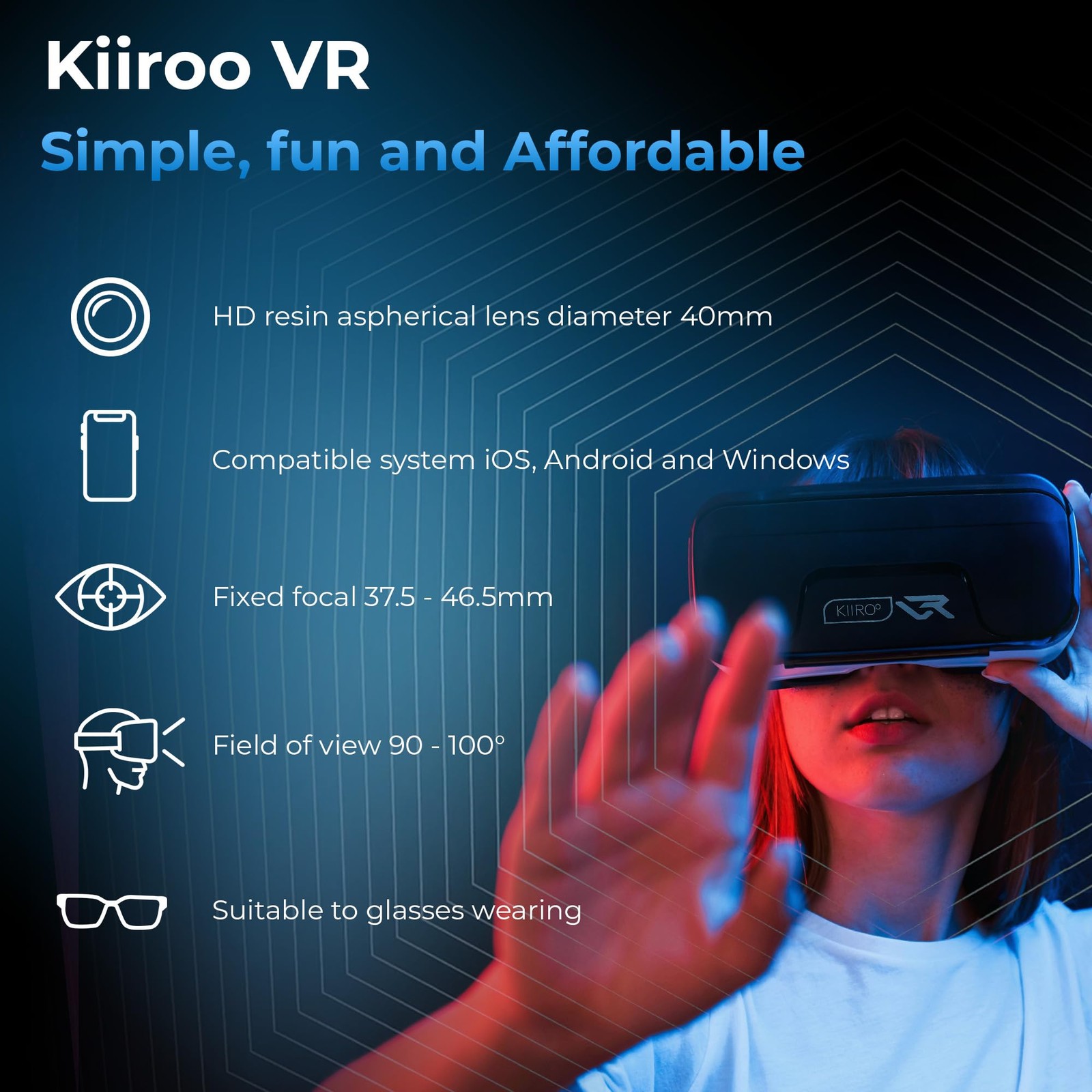 Kiiroo VR Headset for Phone - Optimized for VR Content - for iPhone, Android ...