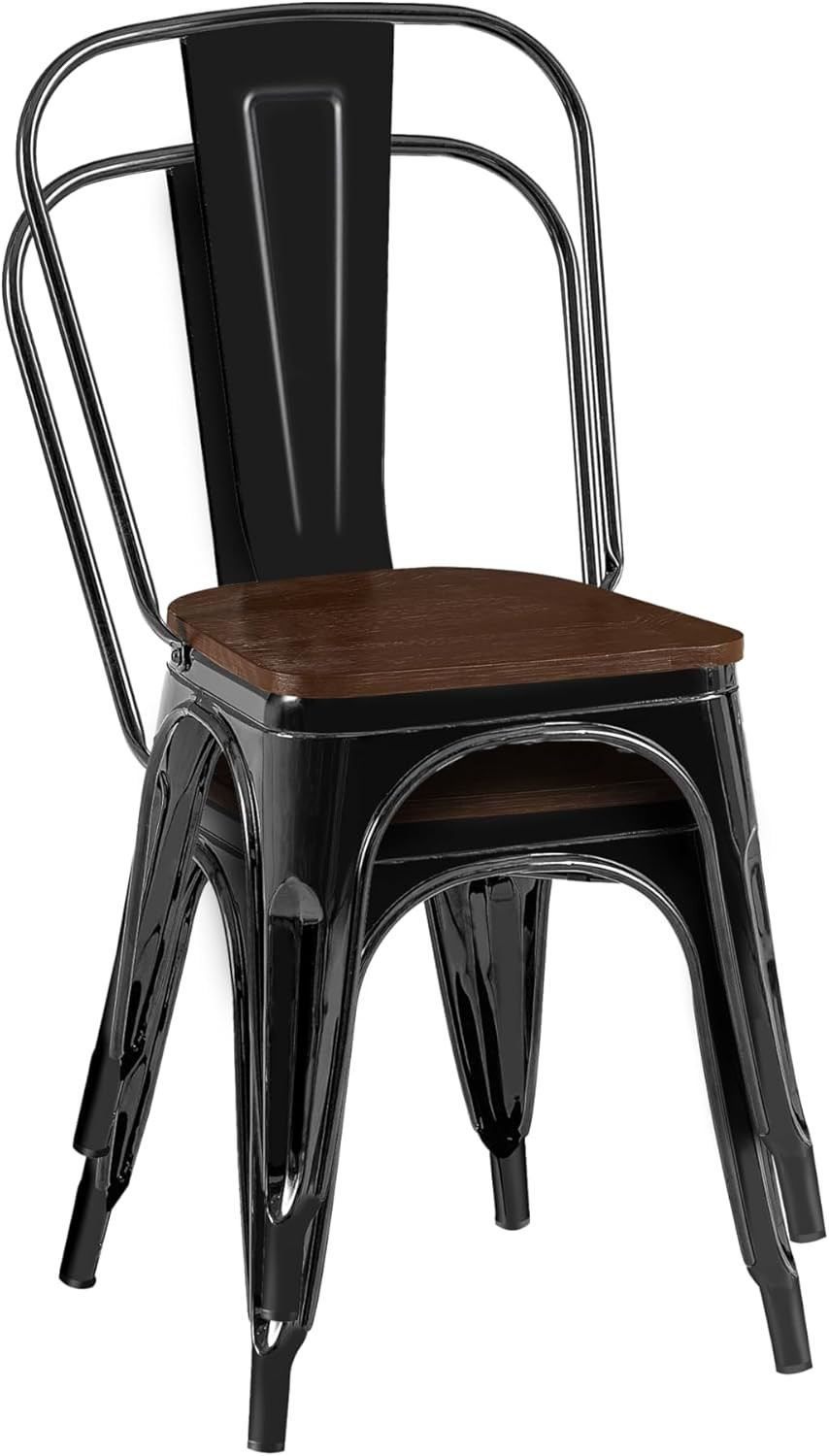 Stackable Metal Dining Chairs Set of 2 for Indoor and Outdoor Use, Durable Stack