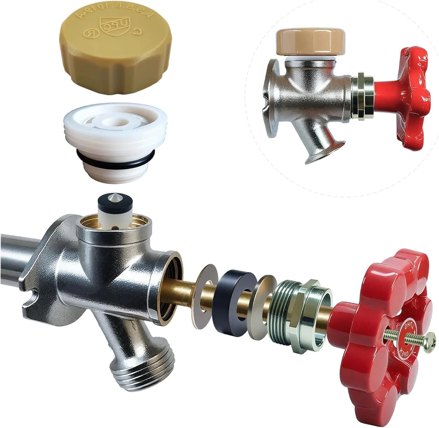 Outdoor Faucet Repair Kit Universal ASSE 1019-A Vacuum Breaker Outside Faucet.
