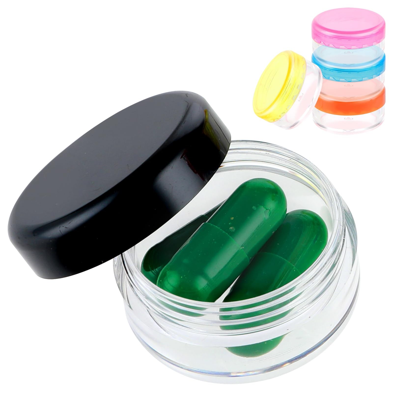 5 Pack Small Pill Box for Pocket Purse Daily Round Mini Pill Organizer Case NEW