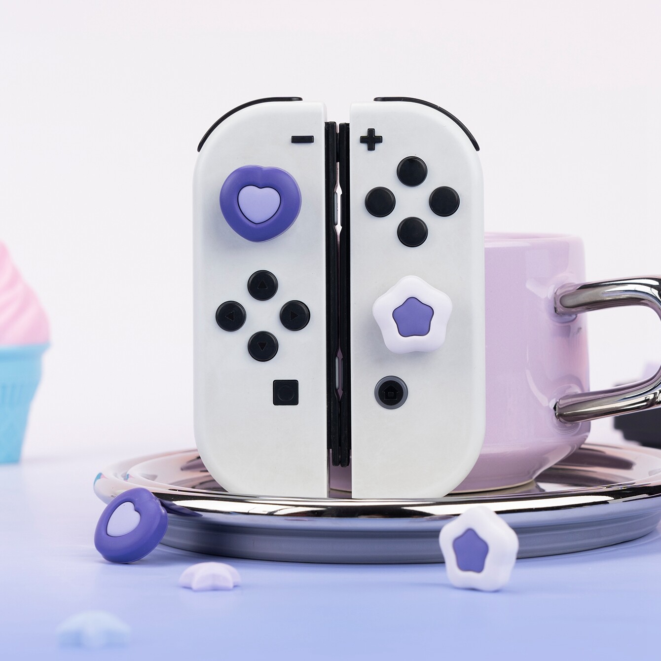 GeekShare Silicone Thumb Grip Caps for Nintendo Switch /OLED/Lite Wing Star Dark