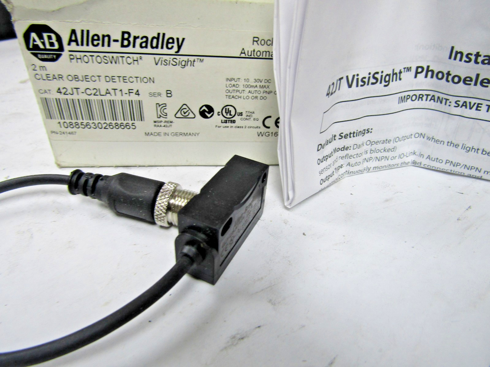 ✌️NEW ALLEN BRADLEY 42JT-C2LAT1-F4 PHOTOELECTRIC SENSOR CLEAR OBJECT DETECTION