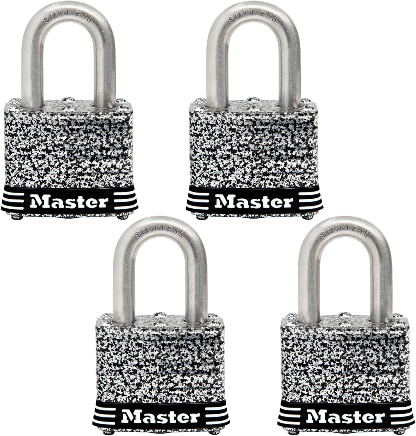 3SSQ Stainless Steel Outdoor Padlock with Key, 4 Pack Keyed-Alike