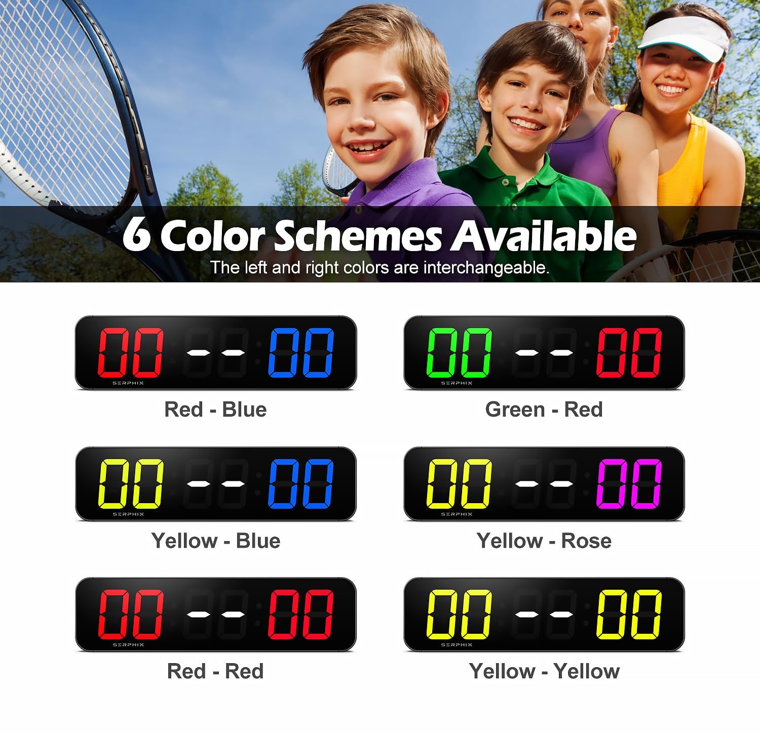 15.2" Large Digital Scoreboard, Variable LED Color, Timer Clock, Tabletop Ele...