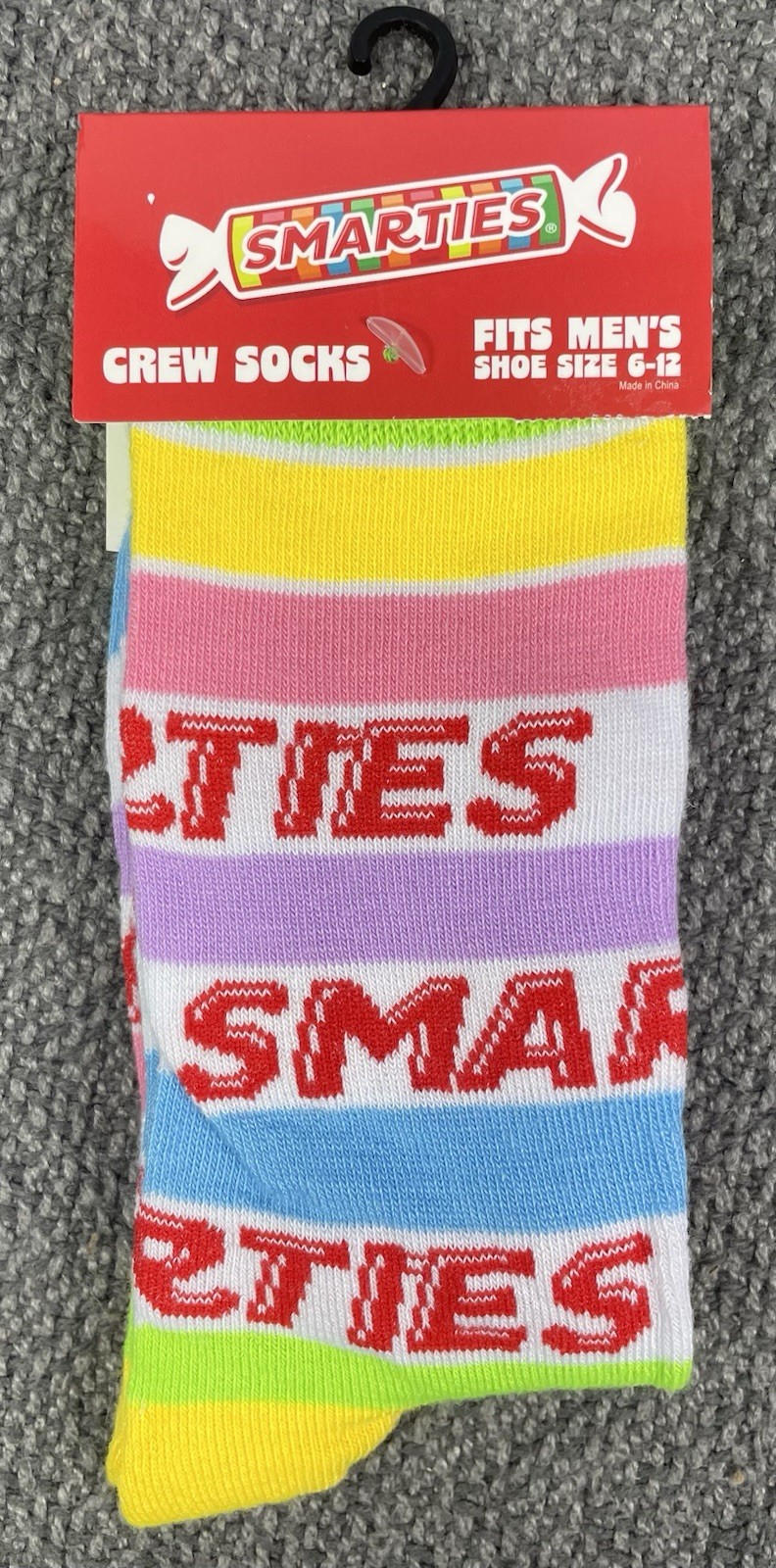 SMARTIES Men's Size 6-12 Pair of Multicolor Crew Socks NWT