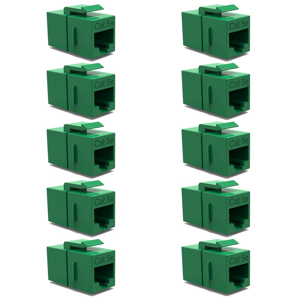 10x Cat5E RJ45 Network Ethernet Keystone Jack Coupler Cable Joiner Snap In Green