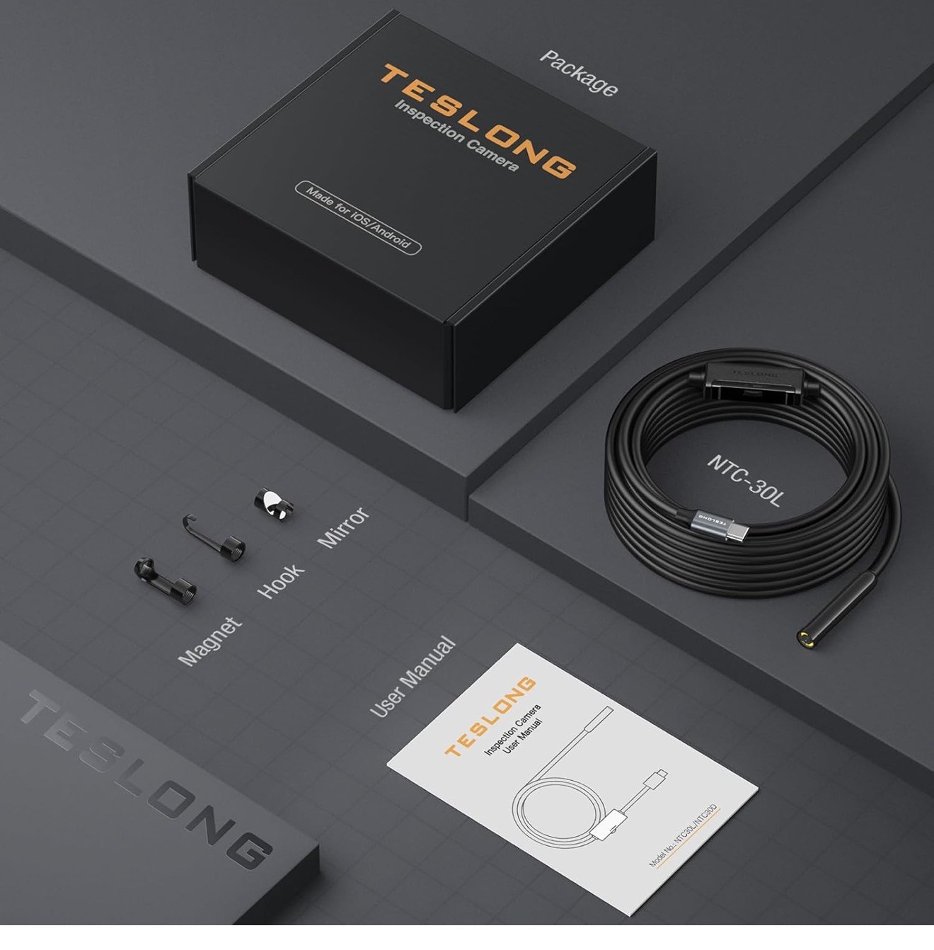 Endoscope Camera Teslong USB-C Borescope Inspection Camera for iPhone 15 Android