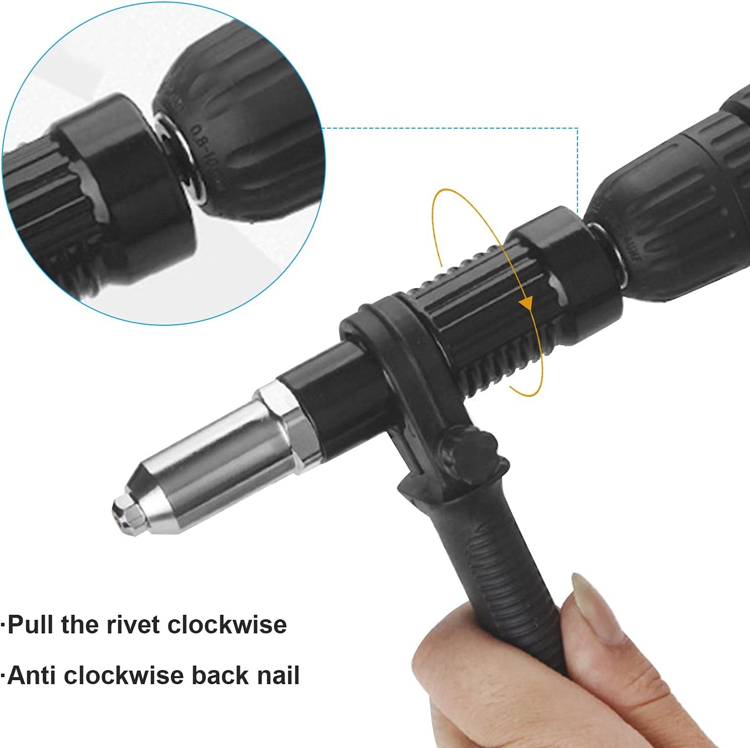 Pop Rivet Gun Tool Drill Attachment Power Kit Cordless...