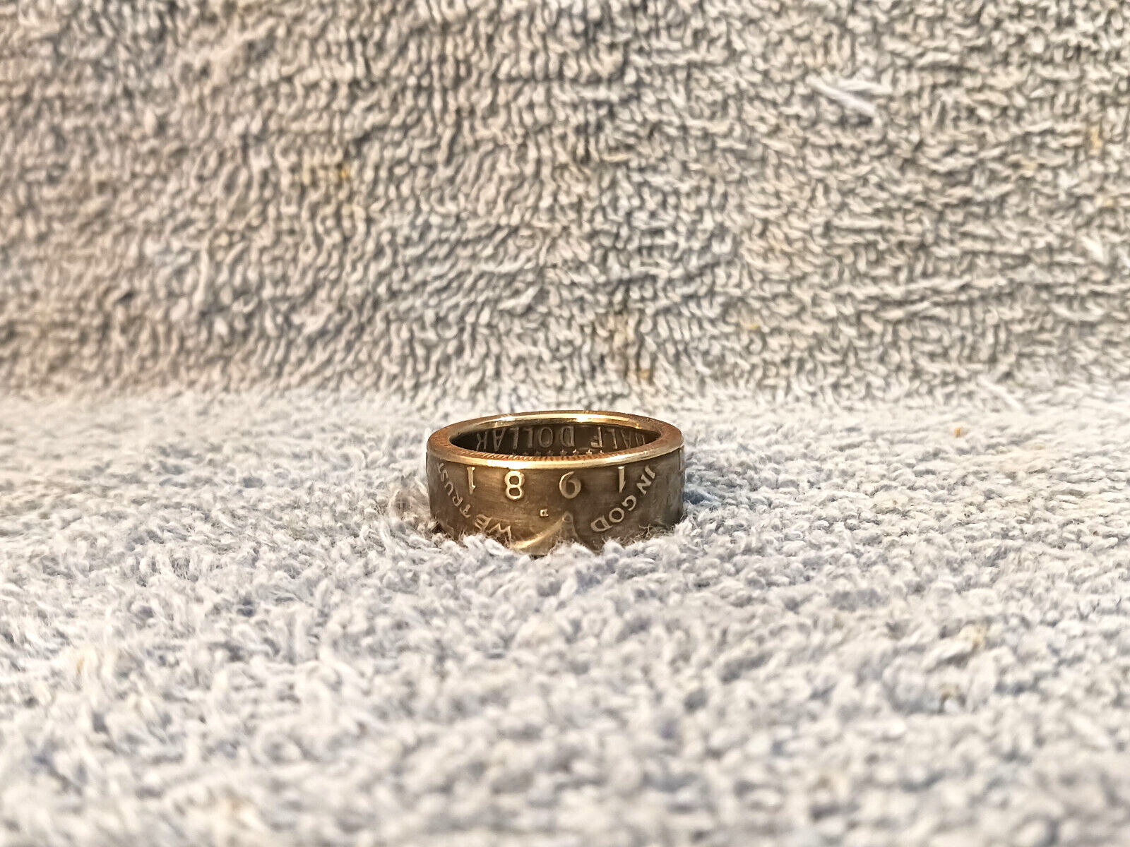 1981 Kennedy Half Dollars size 10 coin ring Handmade mixed metals