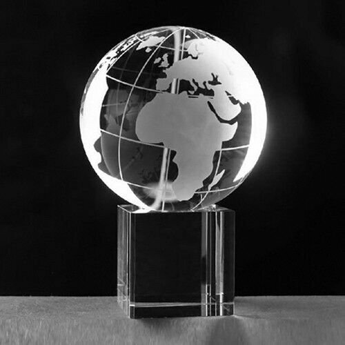 High Quality Crystal Globe 3"  With Crystal Stand & Gift Box USA Seller!!