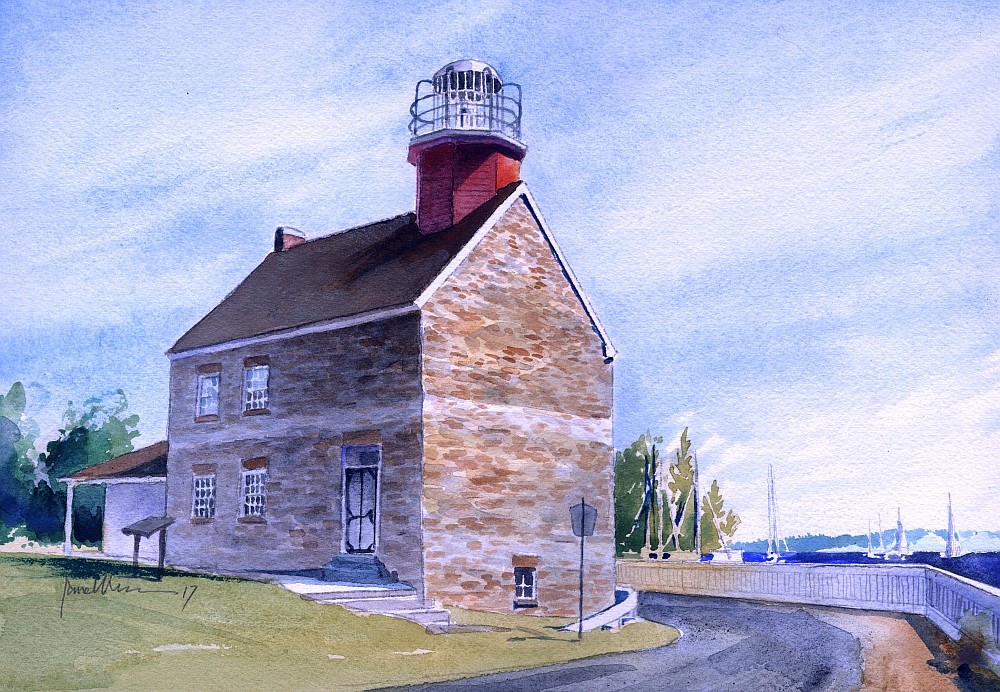 Selkirk Lighthouse Back Salmon River Lake Ontario New York. James Mann Notecards