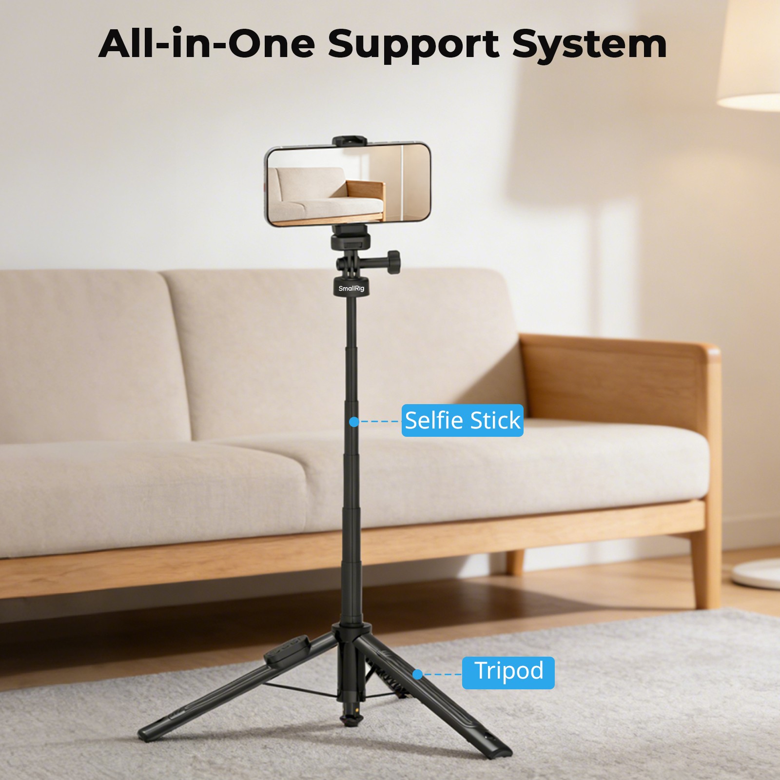 SmallRig 59" Selfie Stick Tripod with Remote Extendable Tripod Stand for DJI