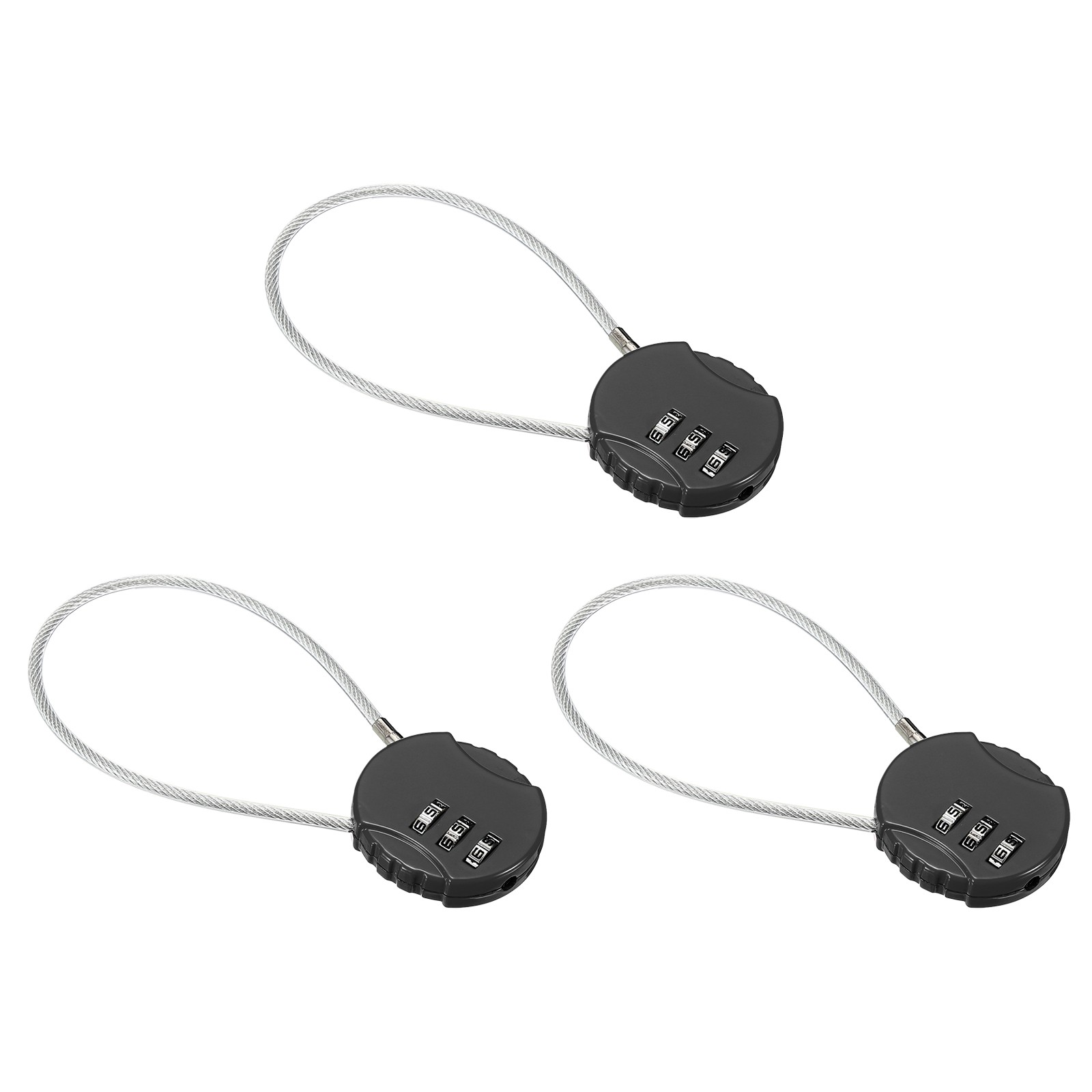 3Pcs 7.8" Small Combination Lock Gym Locker 3 Digit Padlock Black