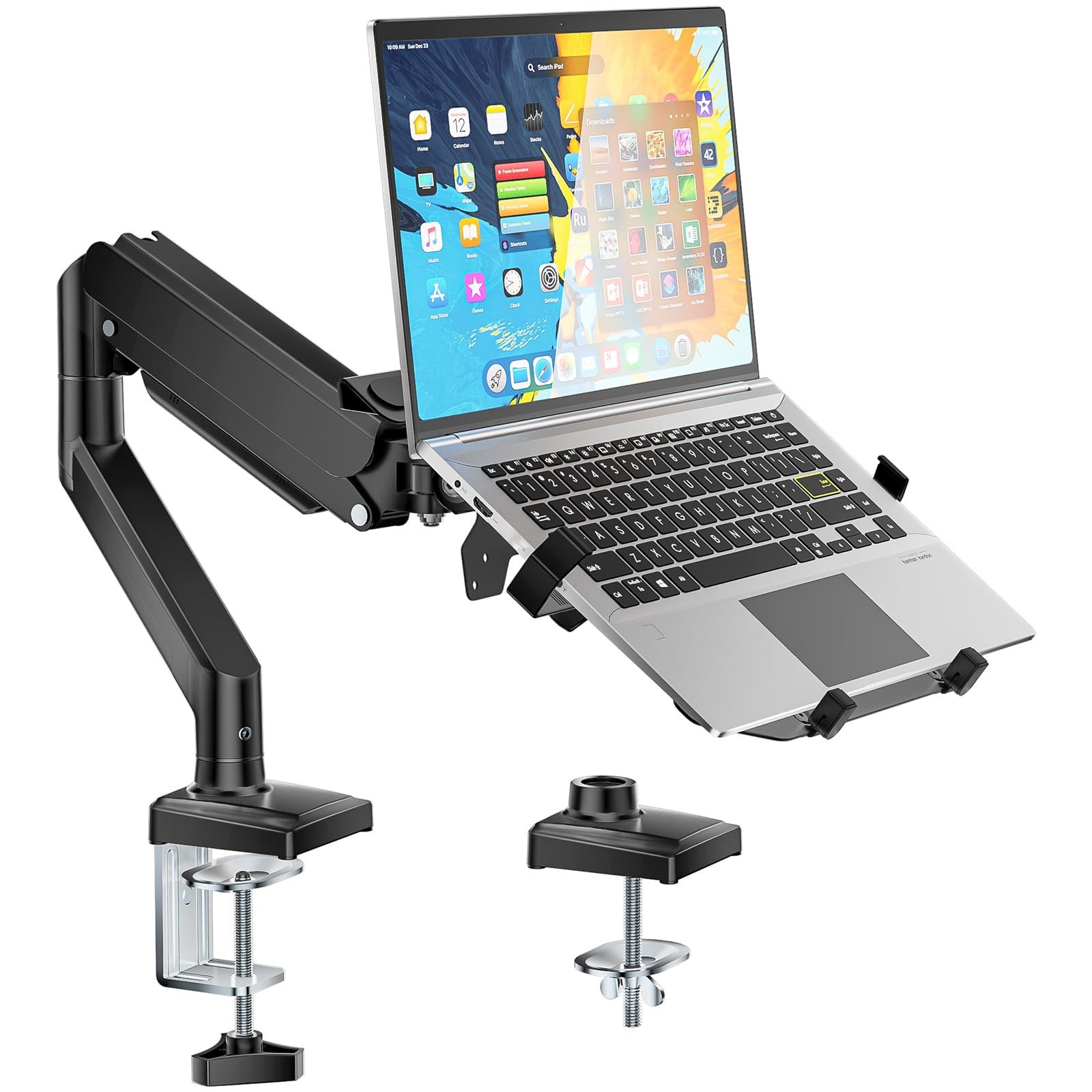 WALI Single Arm Laptop and Monitor Desk Mount for 17" Notebook and Up to 32" ...