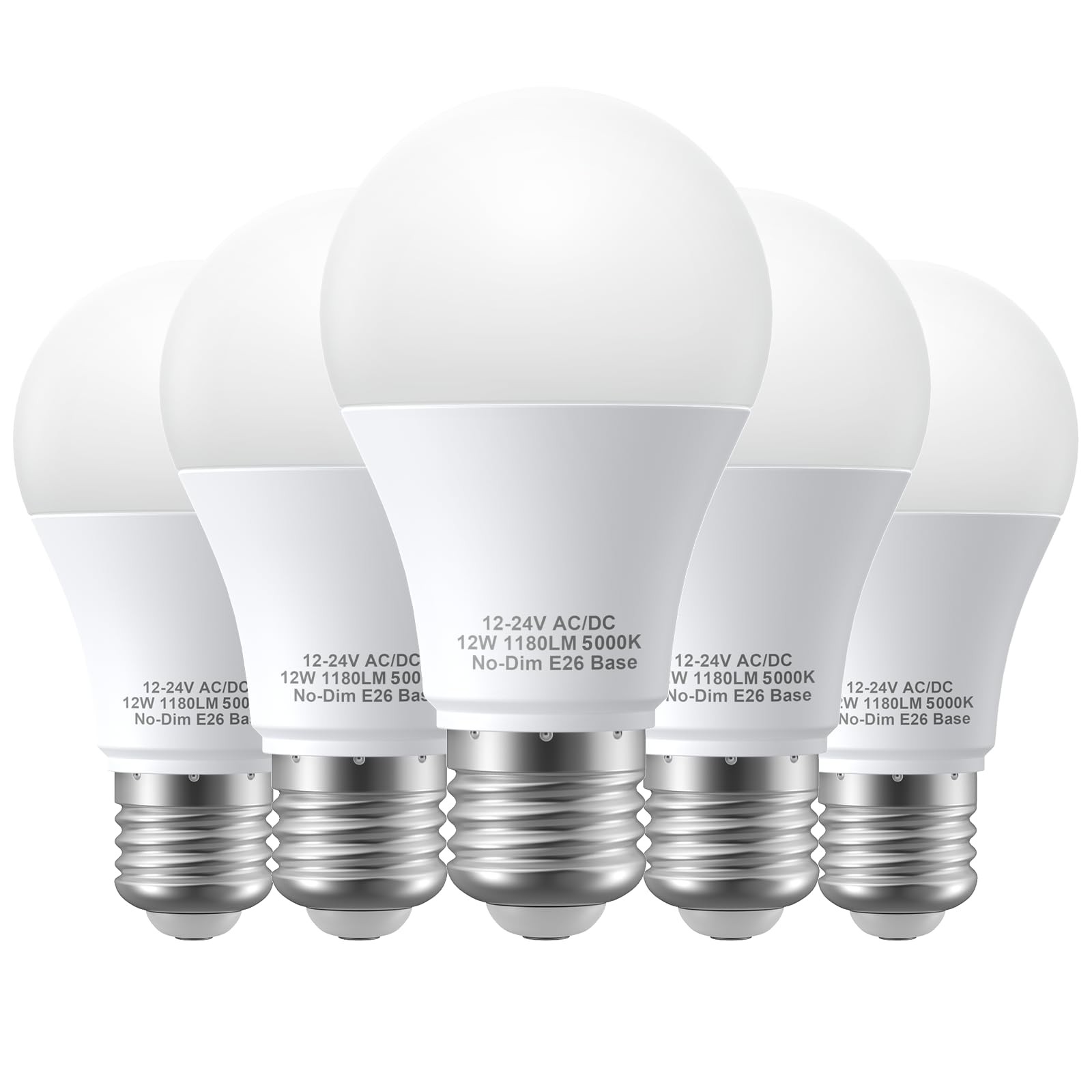 12V LED Light Bulbs, 12W 1050LM Daylight 5000K, 80W Equivalent 5000k