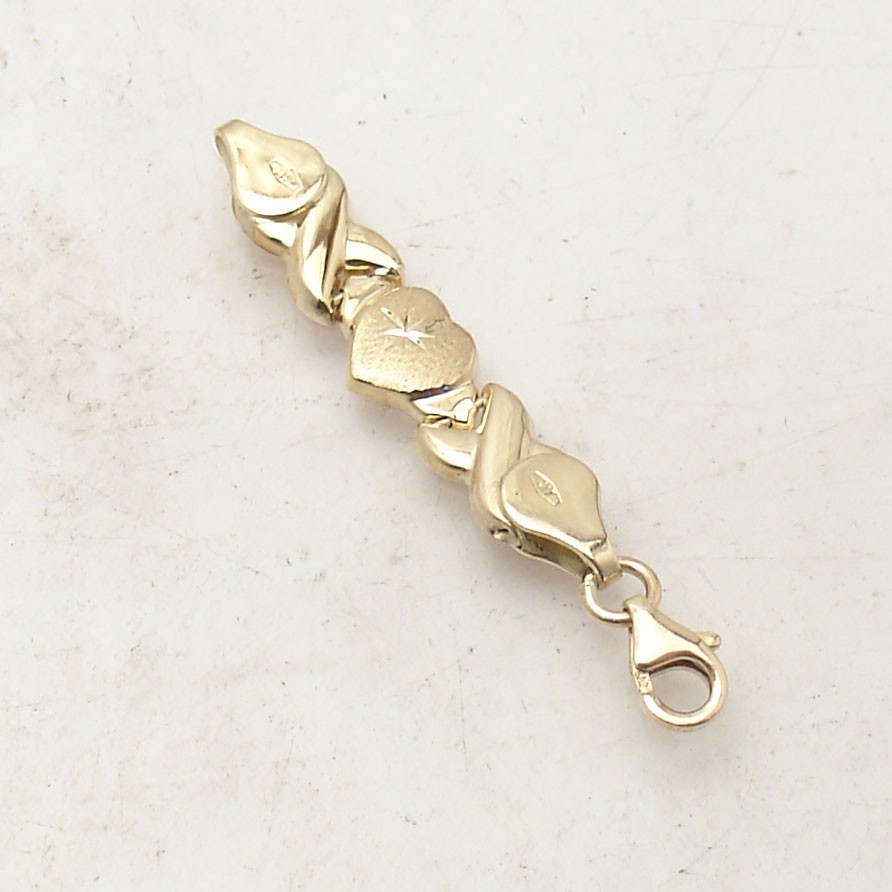 2" Hearts and Kisses XOXO Extender for Necklace Chain Real 10K Yellow Gold
